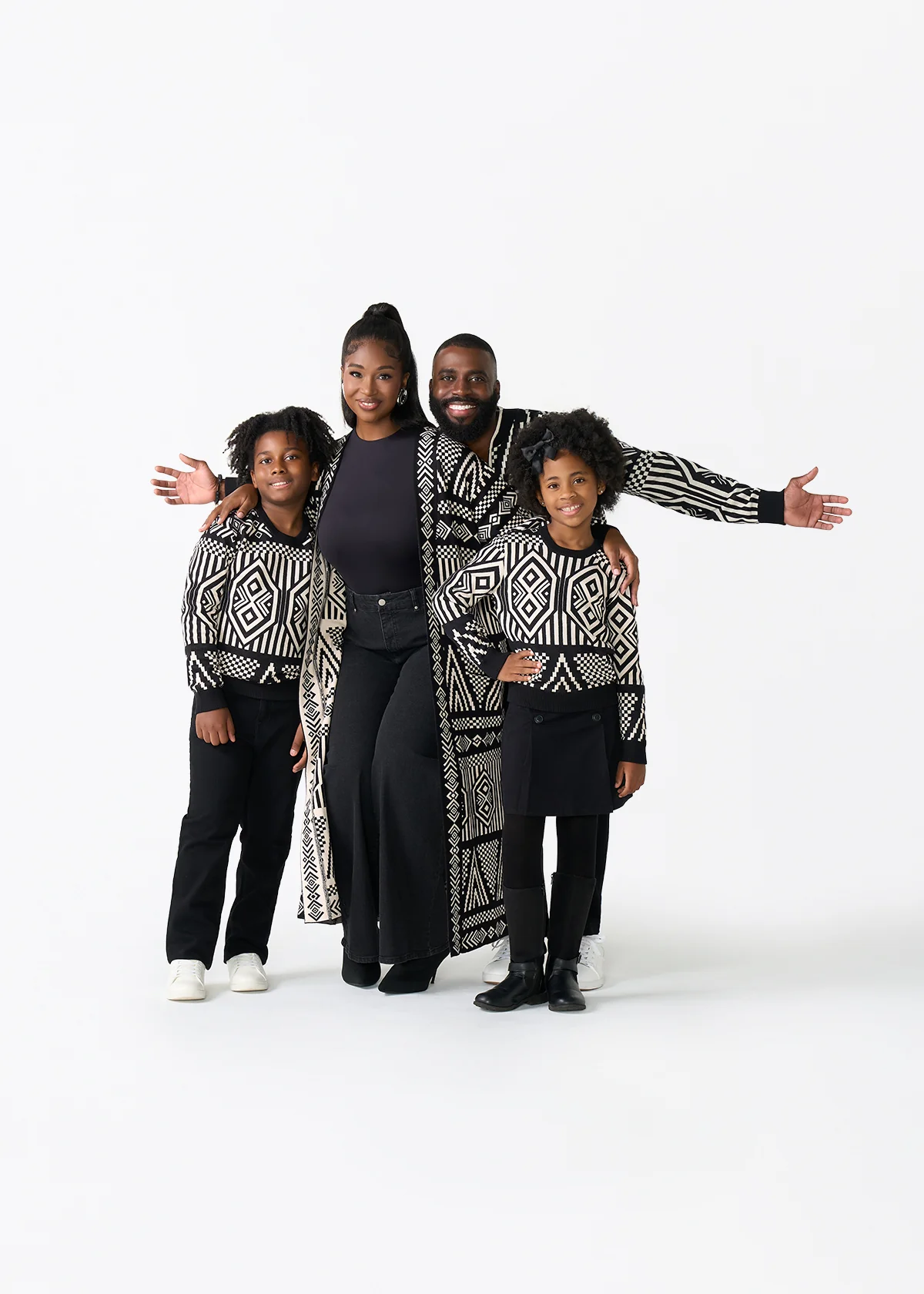 Oratile Women's African Print Cardigan (Black Cream Tribal) - Image 6