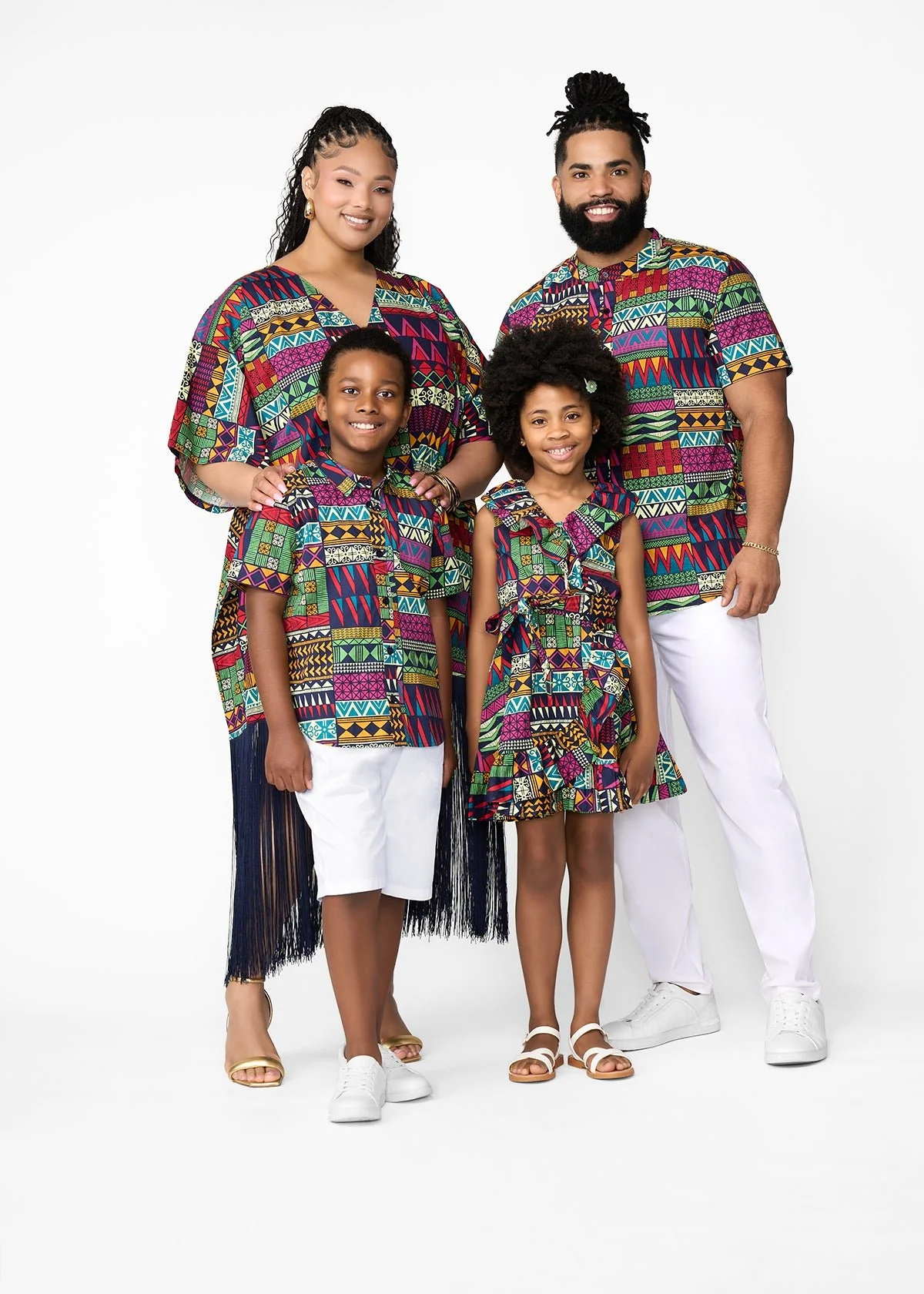 Oumar Men's African Print Mandarin Button-Up Shirt (Green Navy Kente) - Image 8