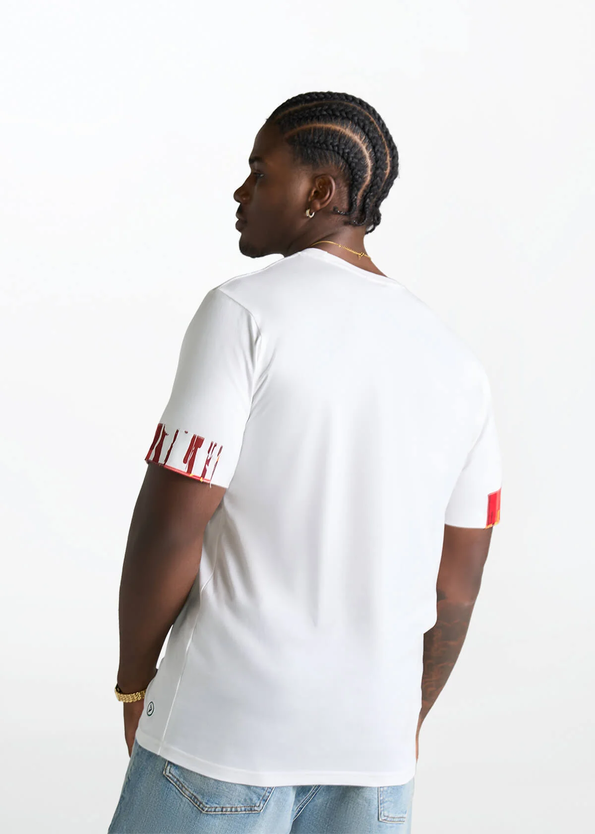 Raffiel Men's African Print Applique T-Shirt (Forest Paint Splatter) - Image 3