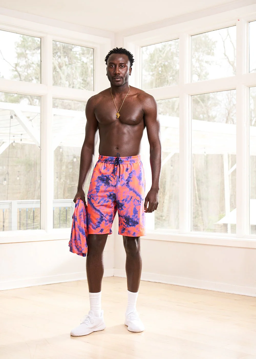 Raimi Men's African Print Shorts (Sunset Tie Dye)- Clearance - Image 4