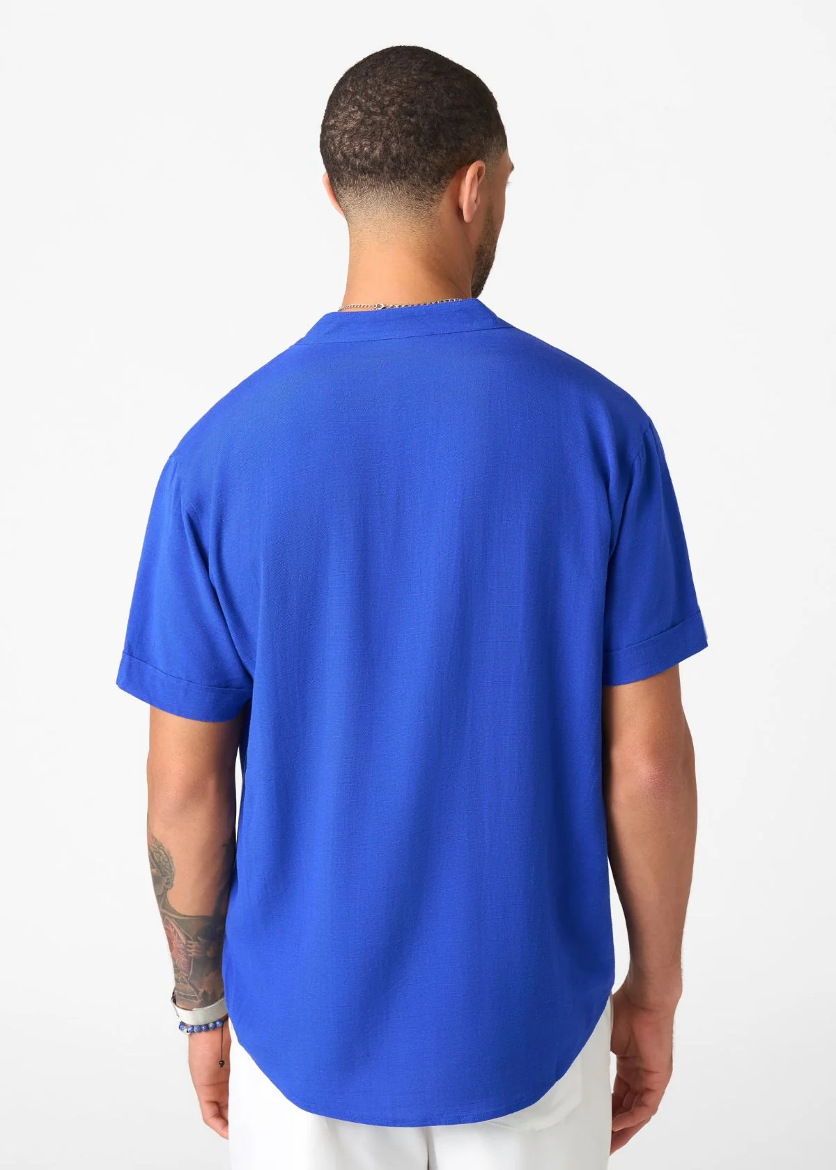 Refiloe Men's African Linen Blend Tunic (Cobalt) - Image 5