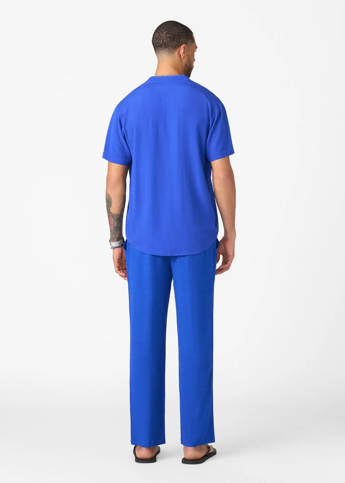 Refiloe Men's African Linen Blend Tunic (Cobalt) - Image 7