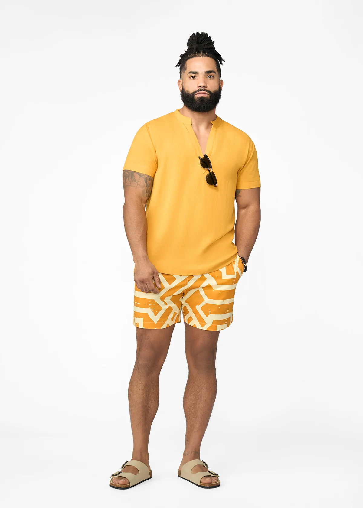 Refiloe Men's African Linen Blend Tunic (Gold) - Image 2
