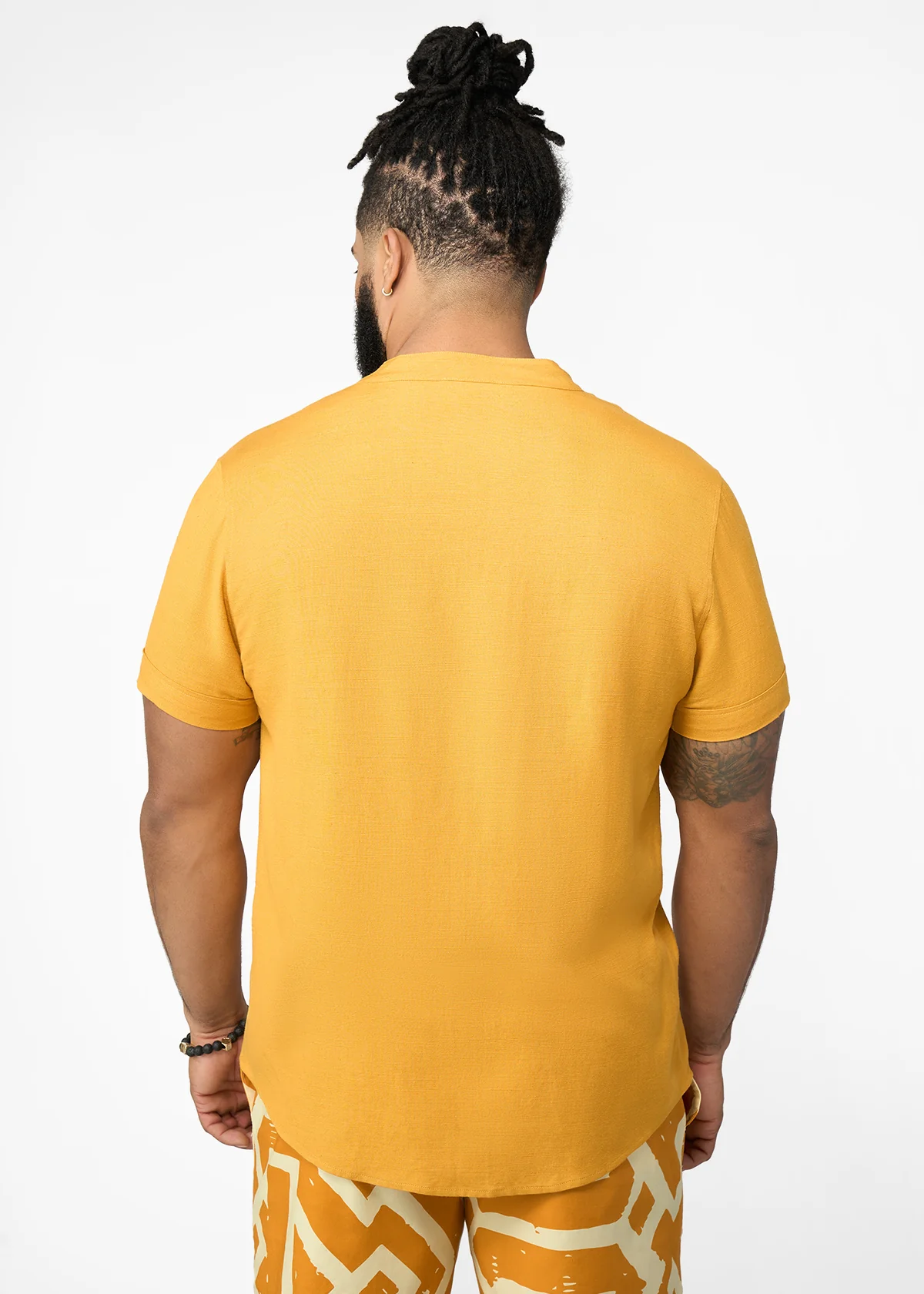 Refiloe Men's African Linen Blend Tunic (Gold) - Image 5