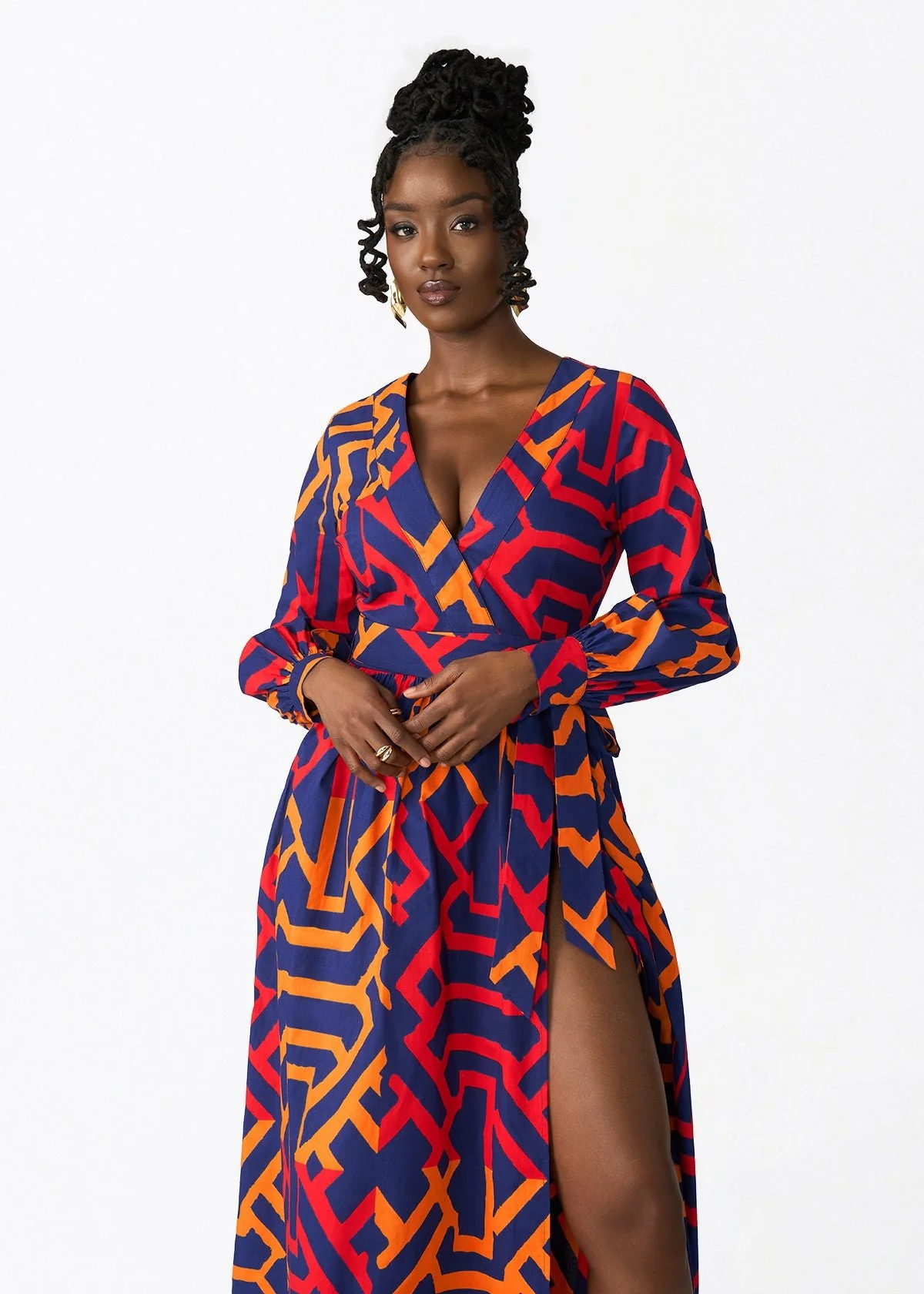 Rehema Women's African Print Maxi Dress (Blue Flame Tribal) - Image 6