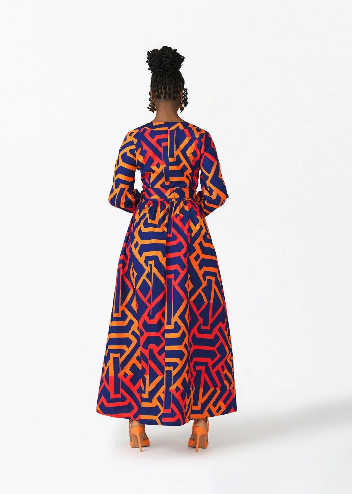Rehema Women's African Print Maxi Dress (Blue Flame Tribal) - Image 7