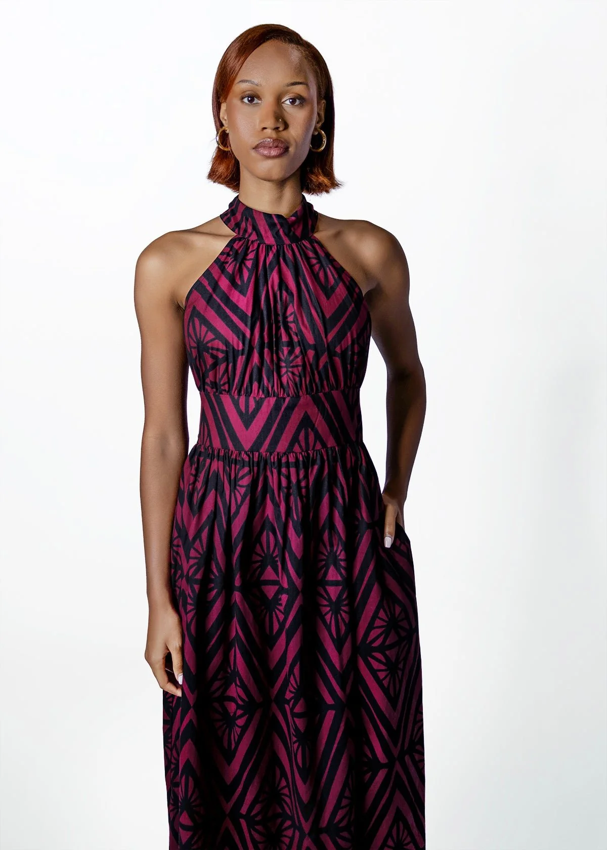 Ronke Womens African Print Maxi Dress (Plum Diamond) - Image 2
