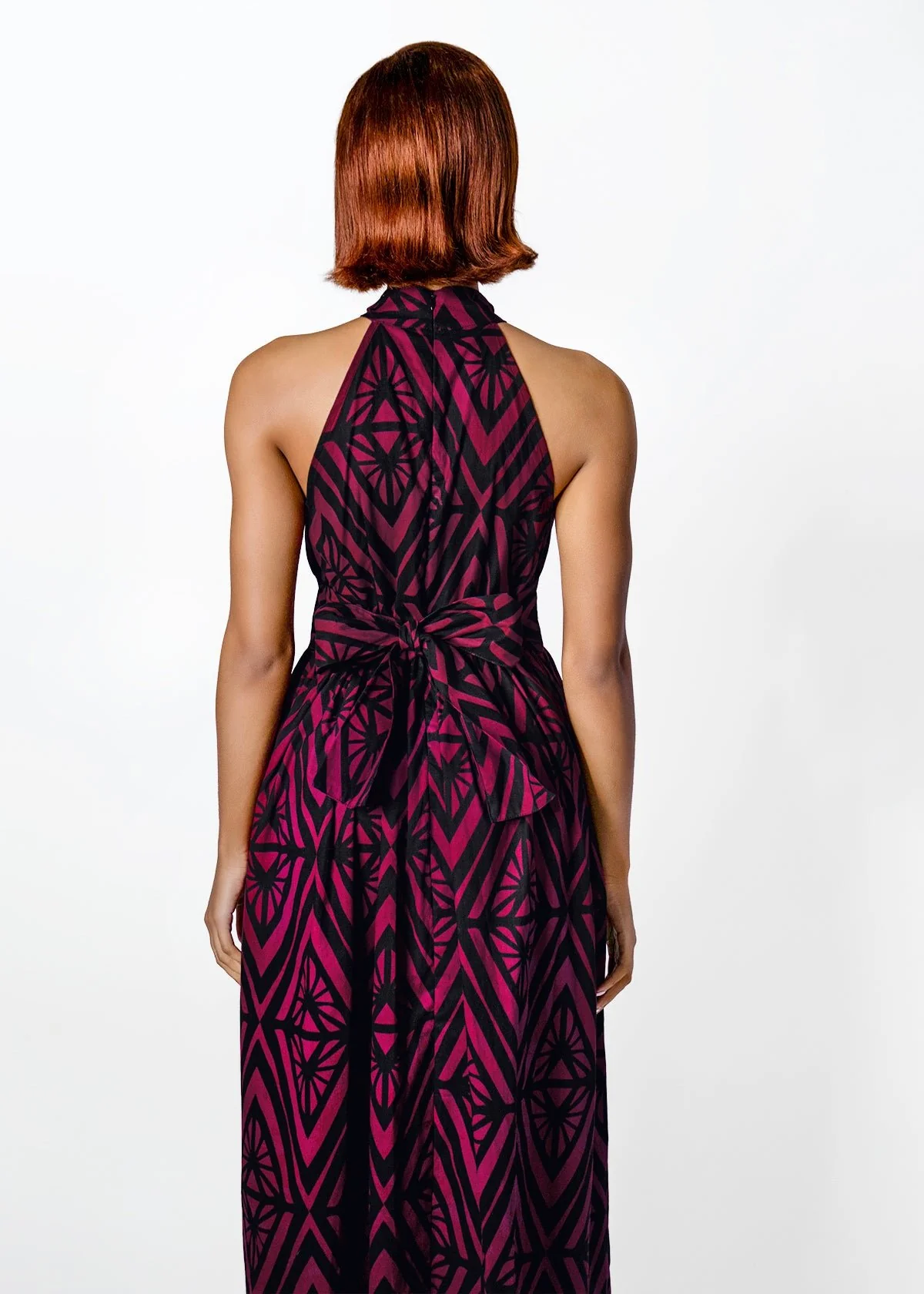 Ronke Womens African Print Maxi Dress (Plum Diamond) - Image 5