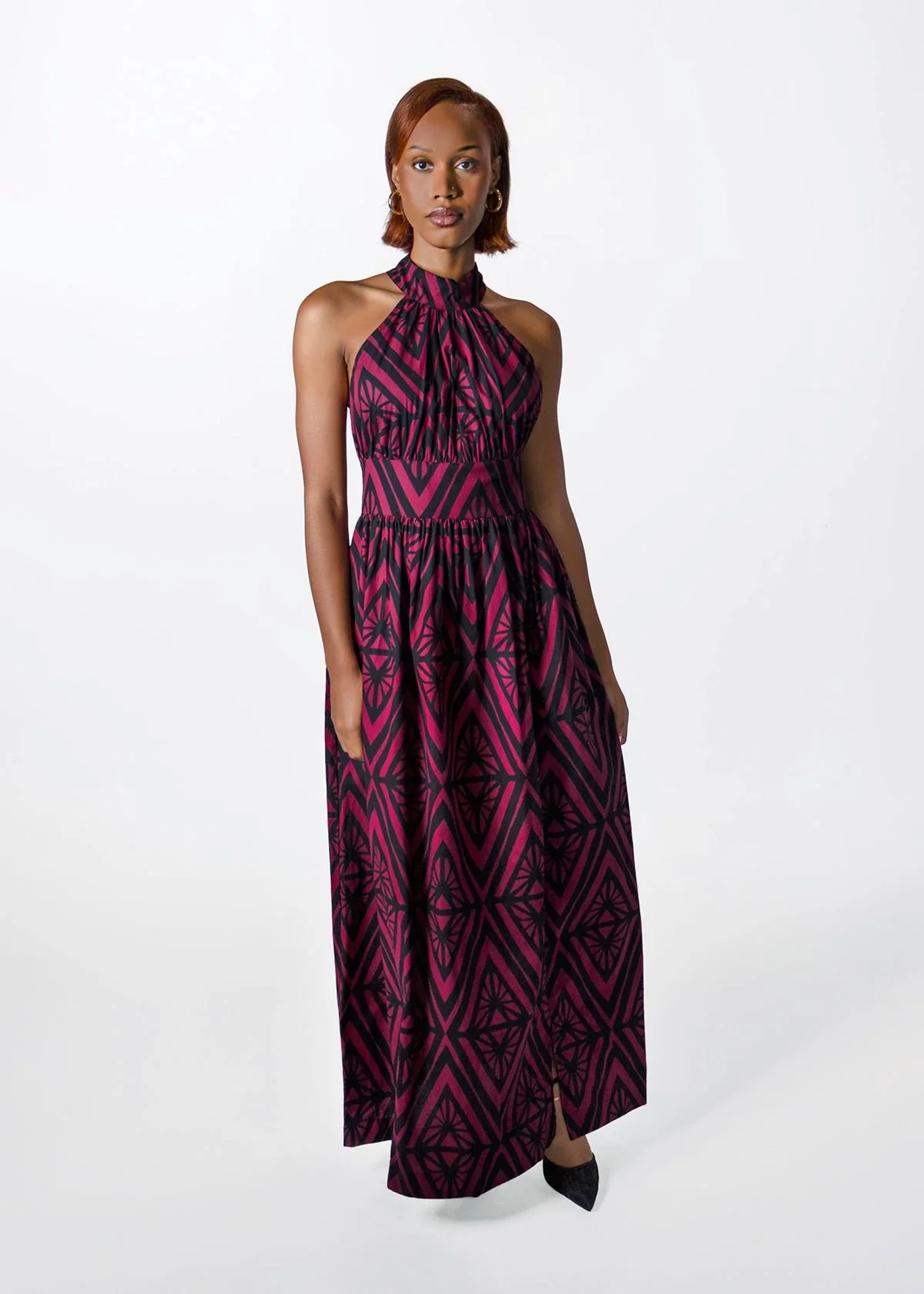 Ronke Womens African Print Maxi Dress (Plum Diamond) - Image 6