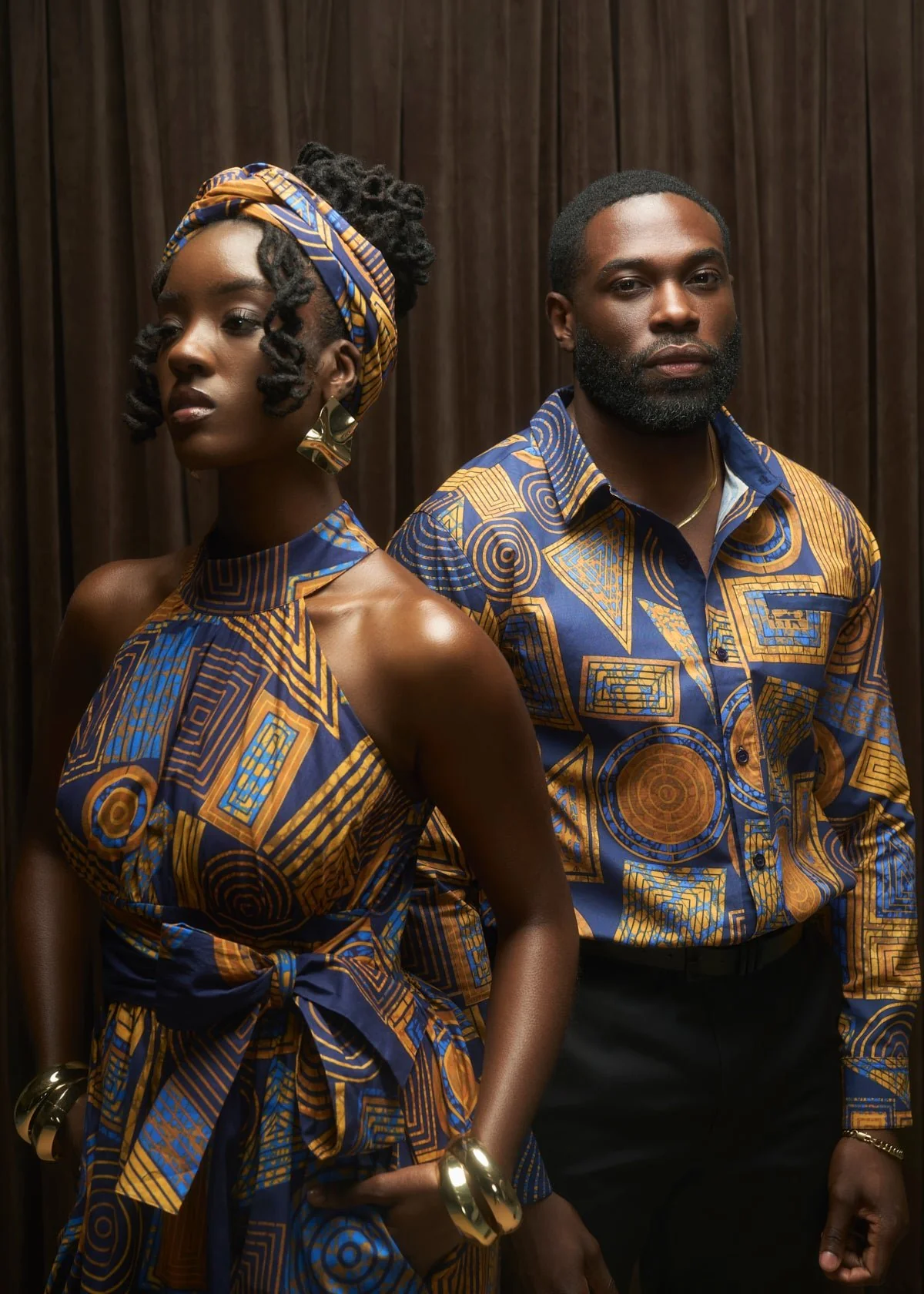 Ronke Women's African Print Maxi Dress (Royal Blue Geometric) - Image 5