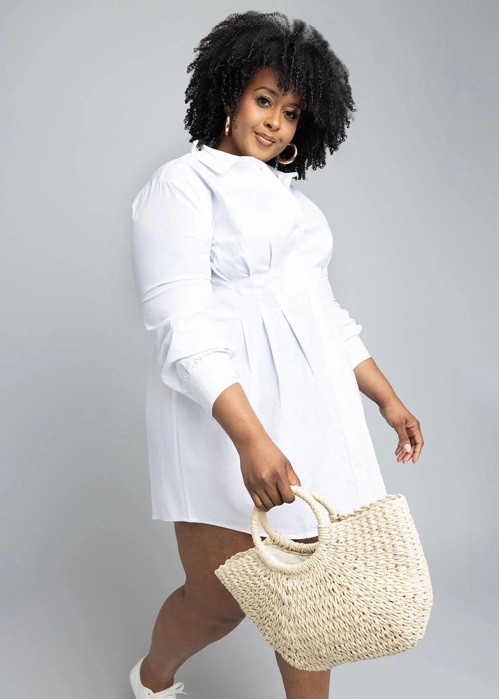Safi Women's Button-Up Shirt Dress (White) - Image 3