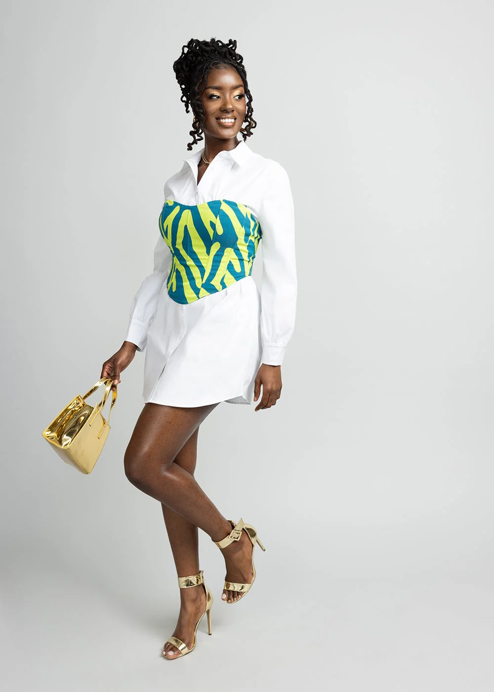 Safi Women's Button-Up Shirt Dress (White) - Image 4