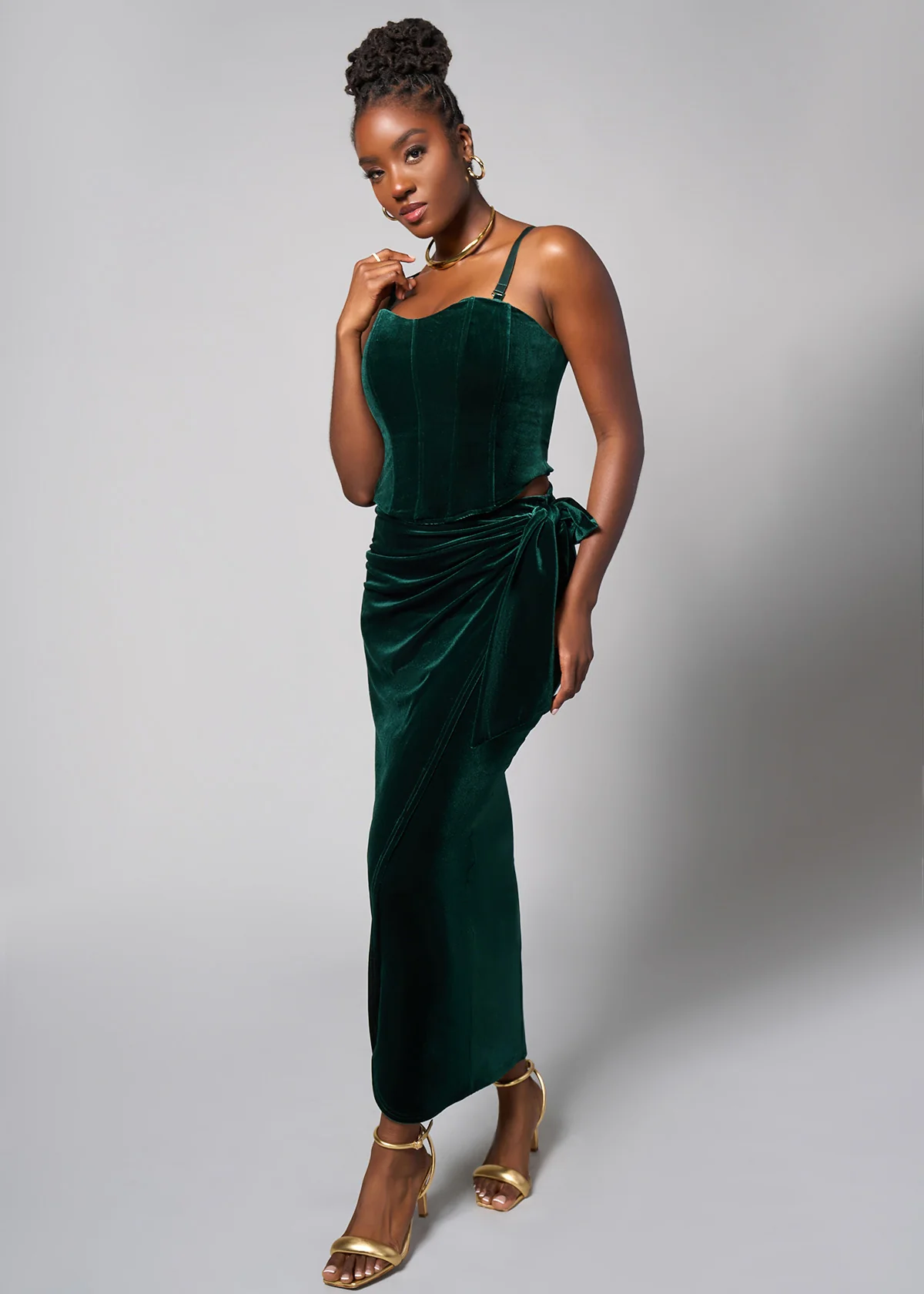 Safisha Women's Velvet Corset (Emerald) - Image 2
