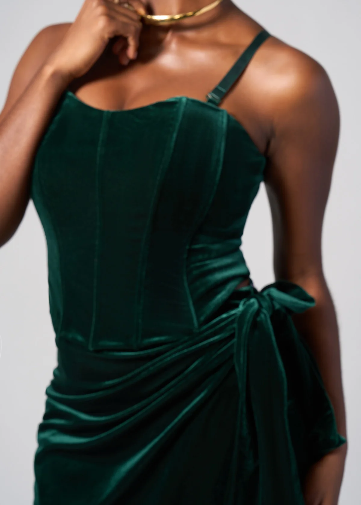 Safisha Women's Velvet Corset (Emerald) - Image 3