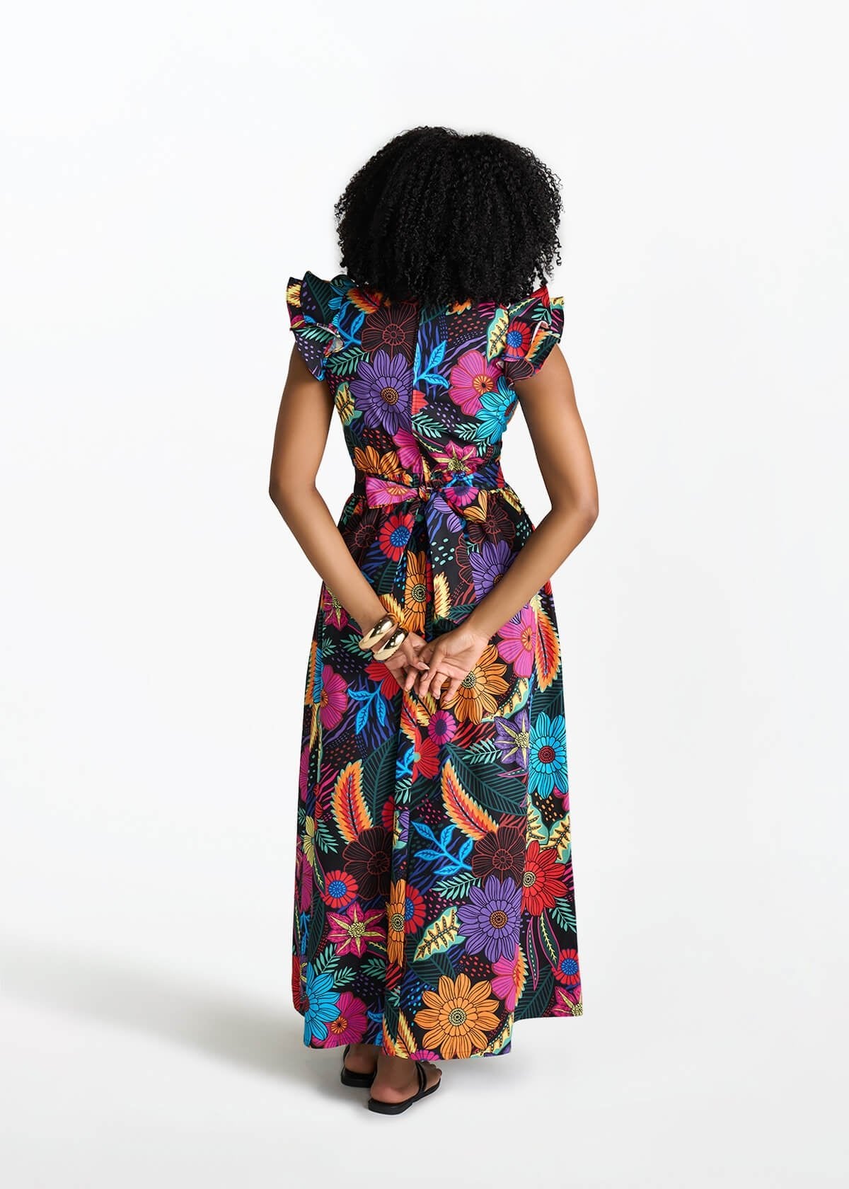 Saleema Women's African Print Maxi Dress (Black Tropical Floral) - Image 6