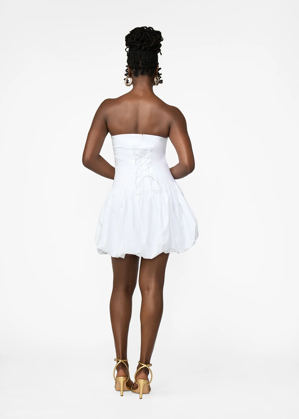 Sani Women's African Print Bubble Hem Mini Dress (White) - Clearance - Image 3