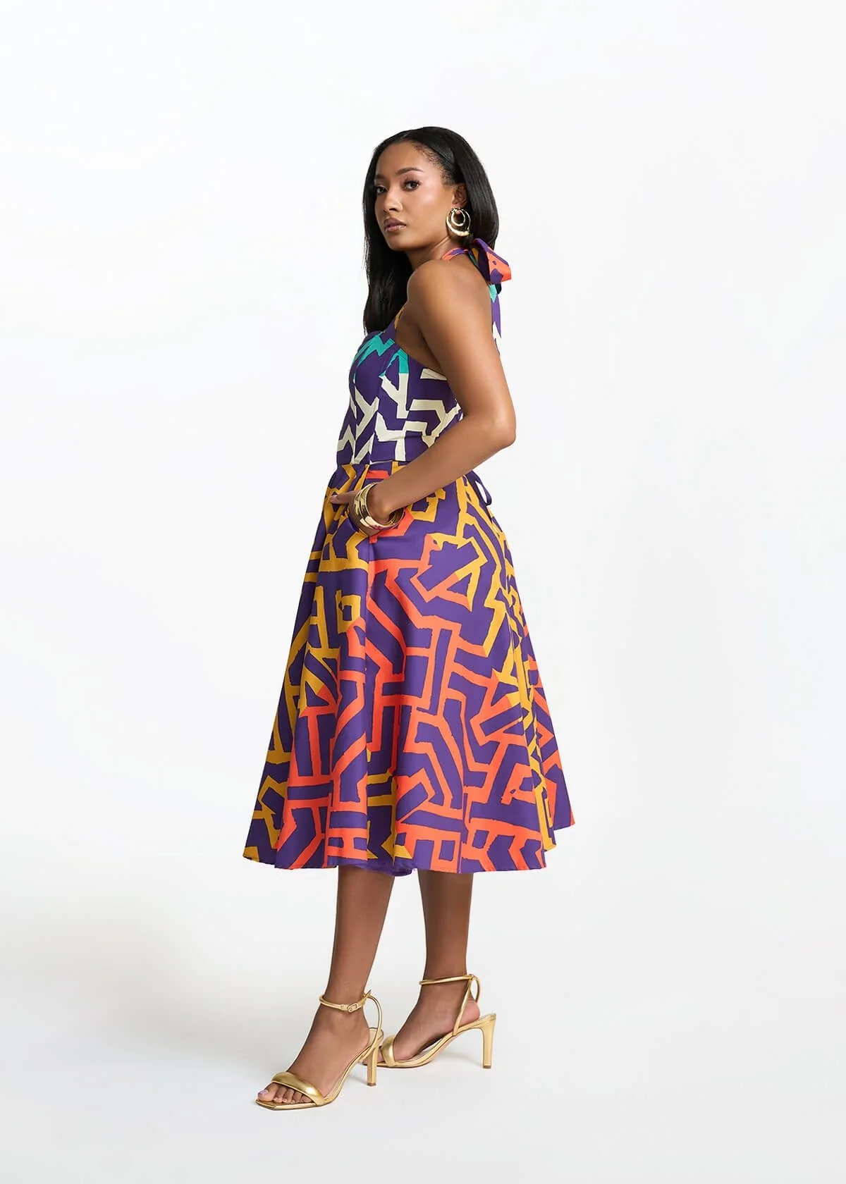 Simisola Women's African Print Corset Dress (Purple Multicolor Tribal) - Image 2