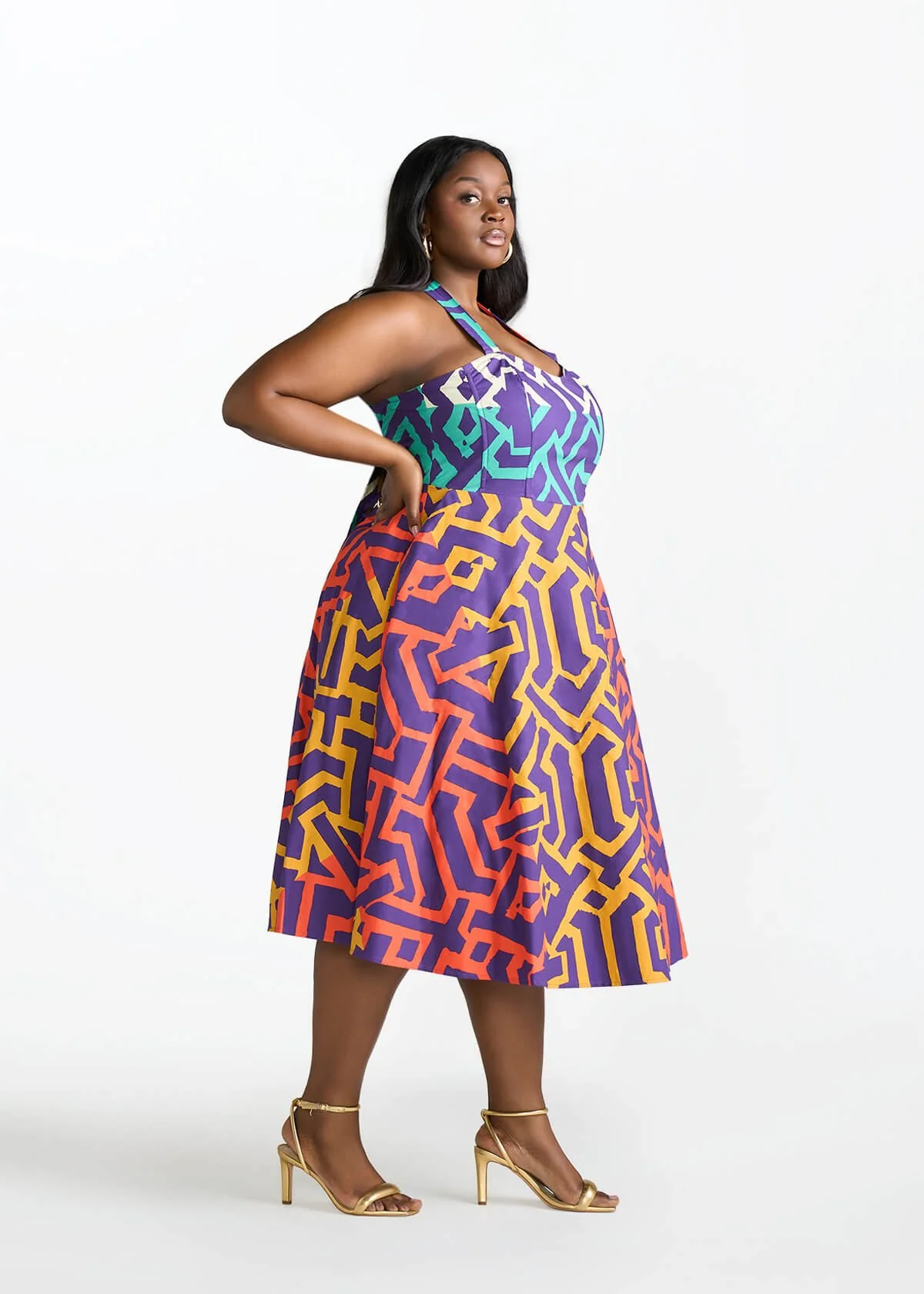 Simisola Women's African Print Corset Dress (Purple Multicolor Tribal) - Image 4