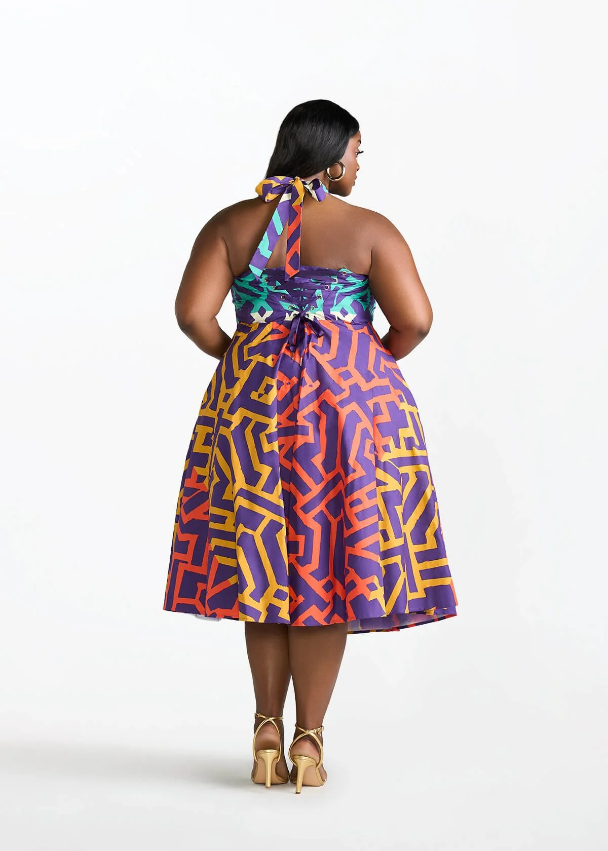 Simisola Women's African Print Corset Dress (Purple Multicolor Tribal) - Image 5