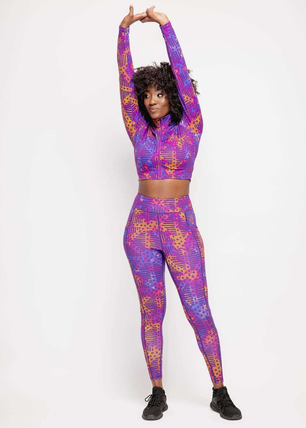 Sise Women's African Print Leggings (Violet Adire) - Clearance - Image 3