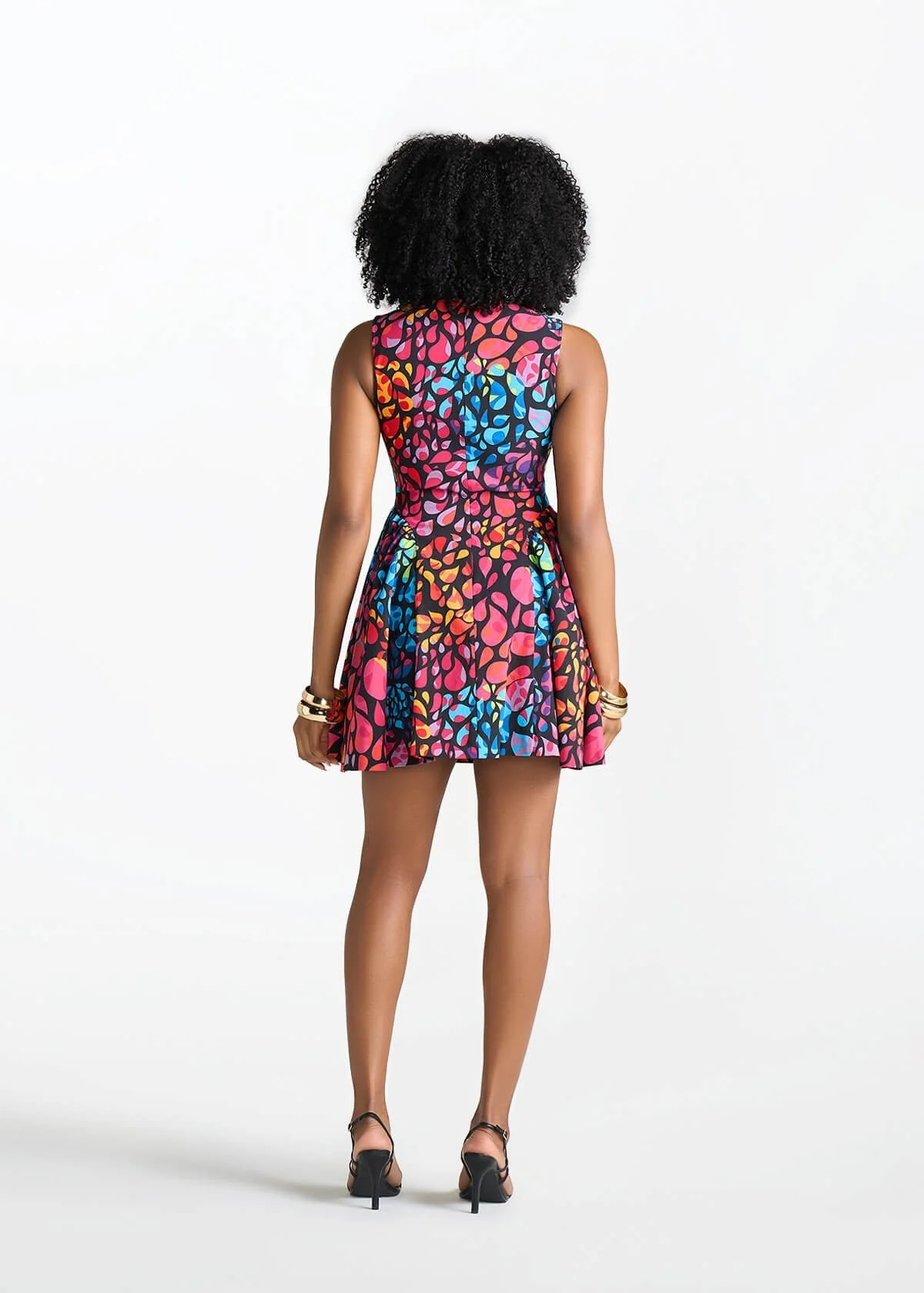 Tadala Women's African Print Stretch Mini Dress (Fuchsia Kaleidoscope) - Image 3
