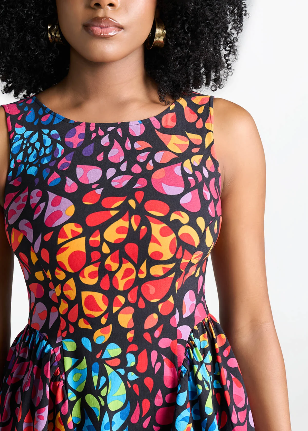 Tadala Women's African Print Stretch Mini Dress (Fuchsia Kaleidoscope) - Image 4