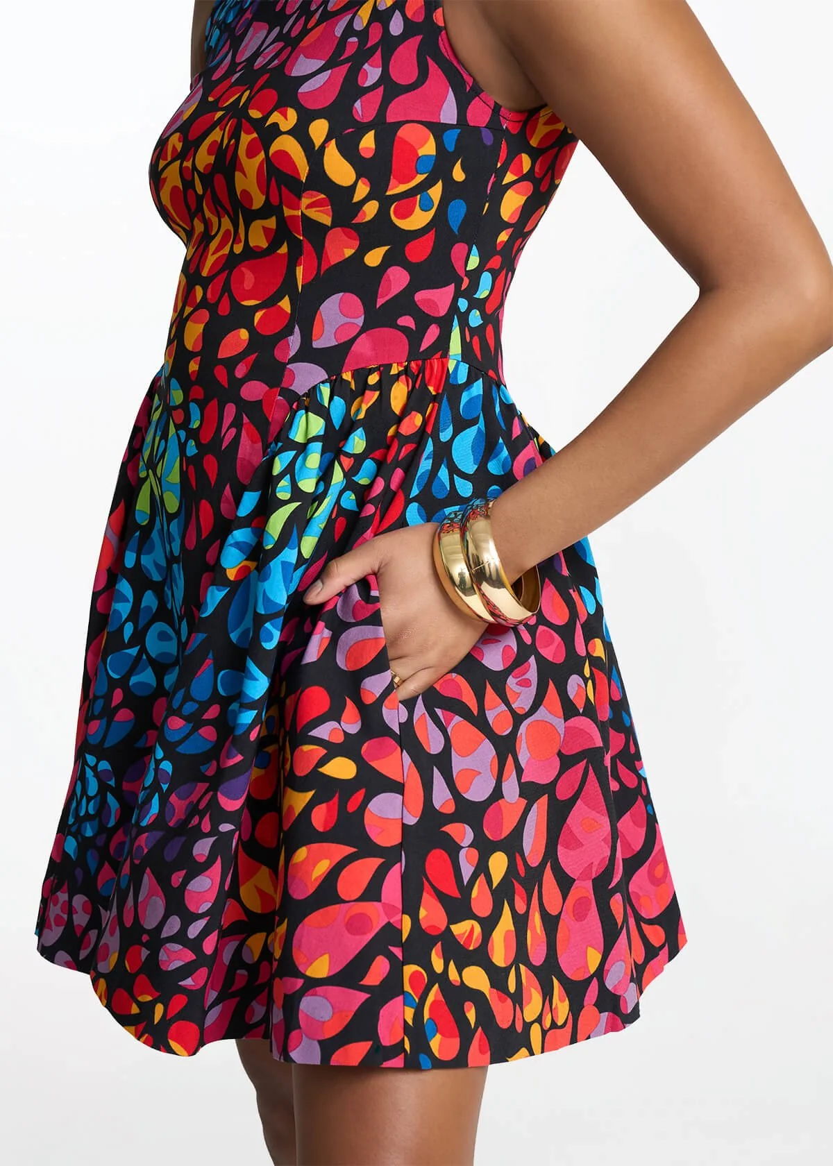 Tadala Women's African Print Stretch Mini Dress (Fuchsia Kaleidoscope) - Image 6