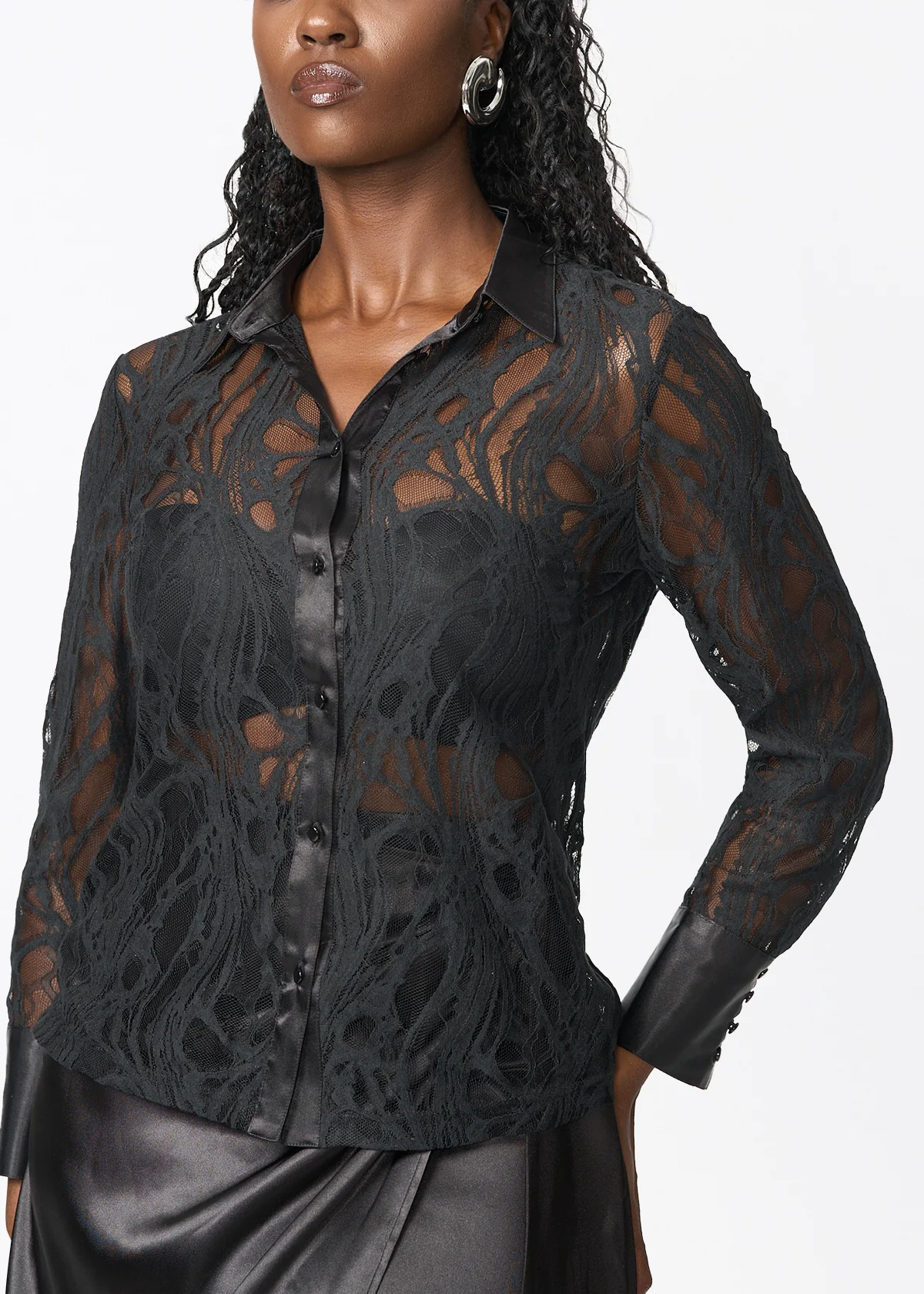 Tamika Women's Sheer Lace Blouse (Black) - Image 2