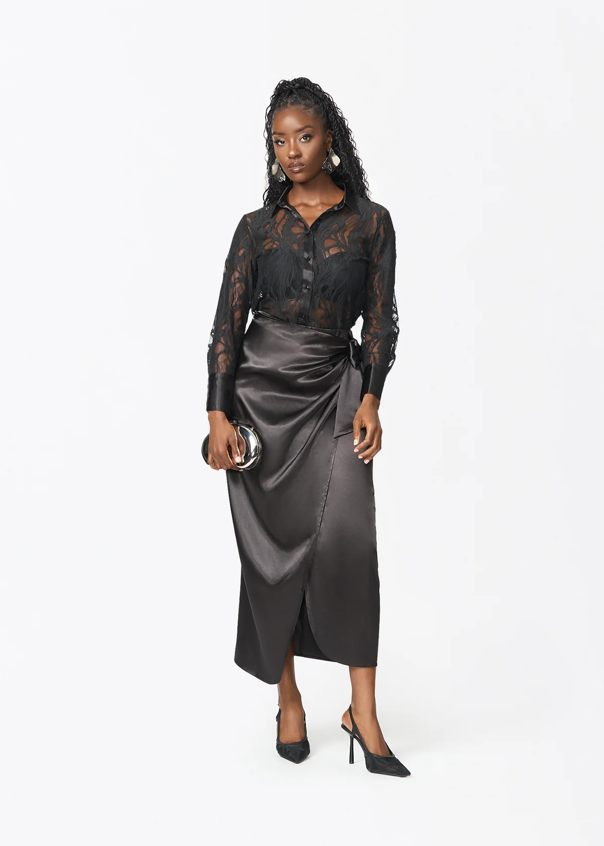 Tamika Women's Sheer Lace Blouse (Black) - Image 4