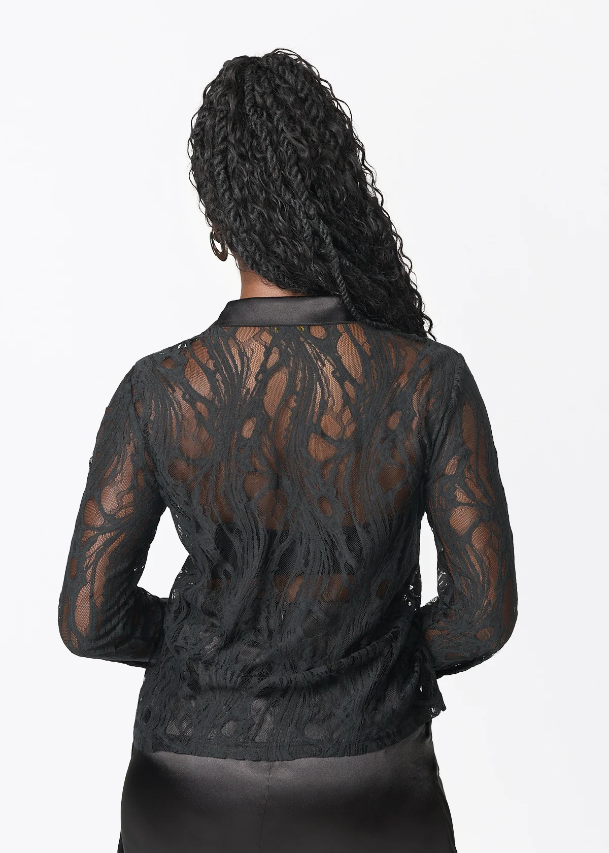 Tamika Women's Sheer Lace Blouse (Black) - Image 6