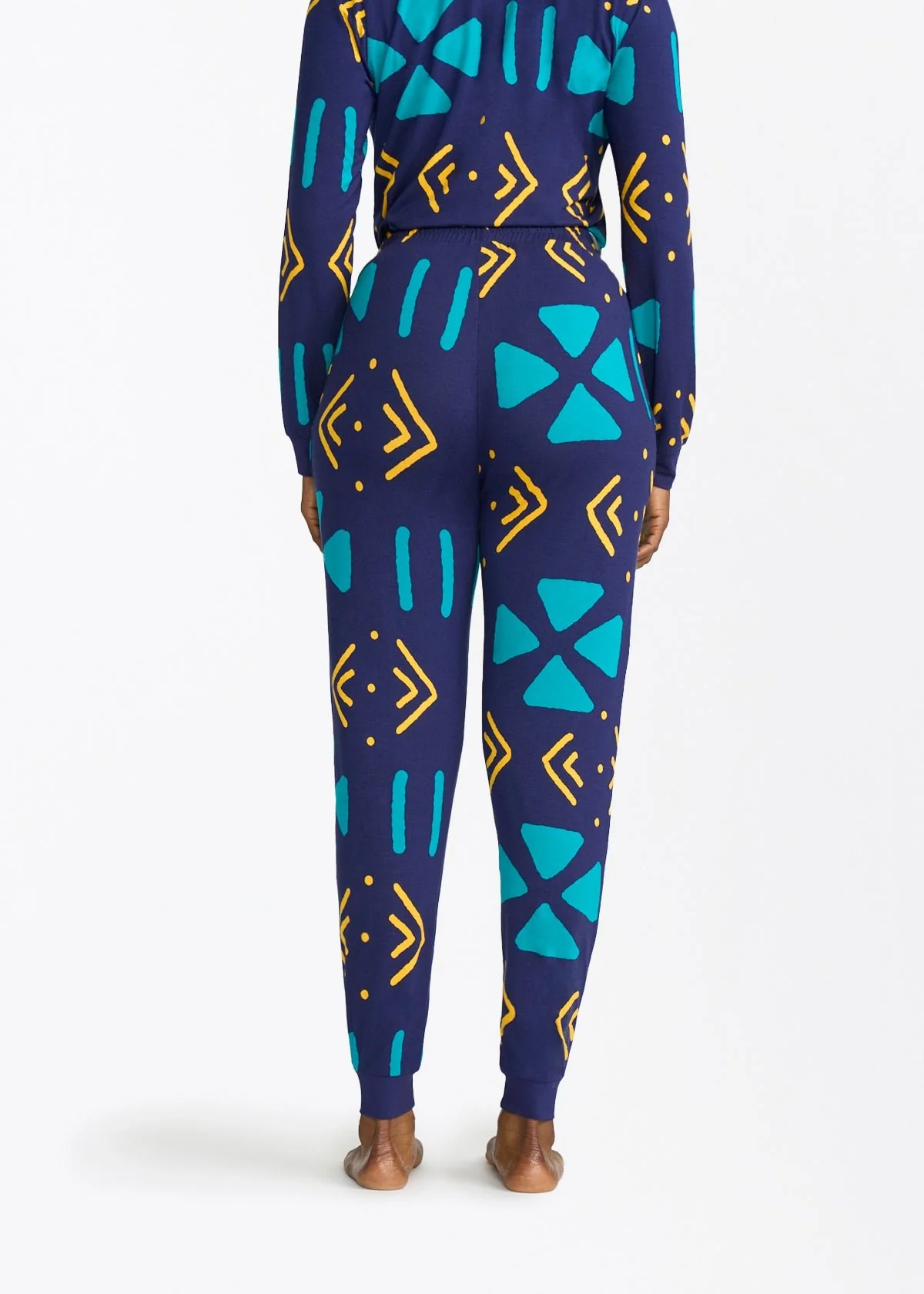 Tella Women's African Print Pajama Set (Navy Gold Mudcloth) - Image 5