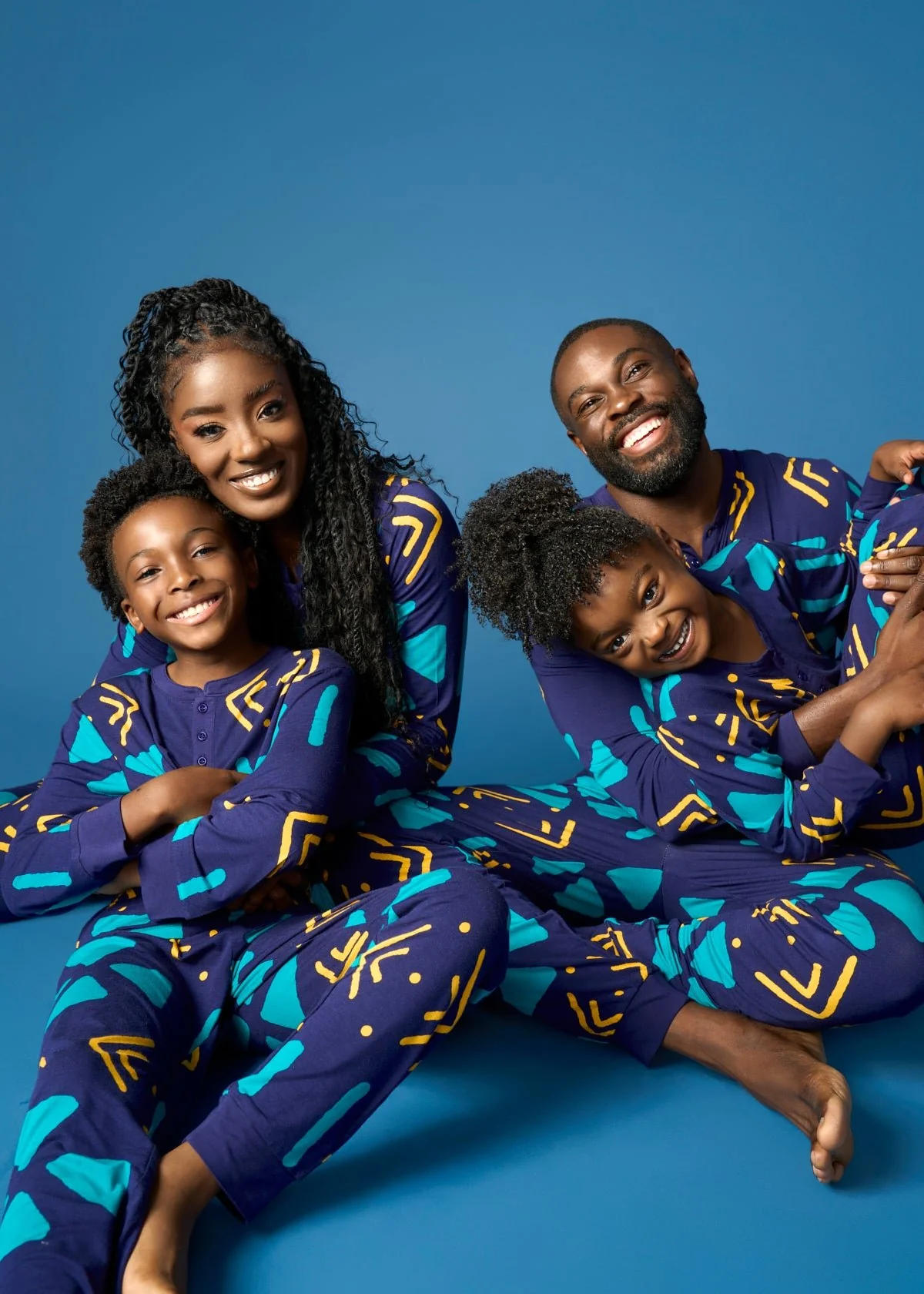 Tella Women's African Print Pajama Set (Navy Gold Mudcloth) - Image 6