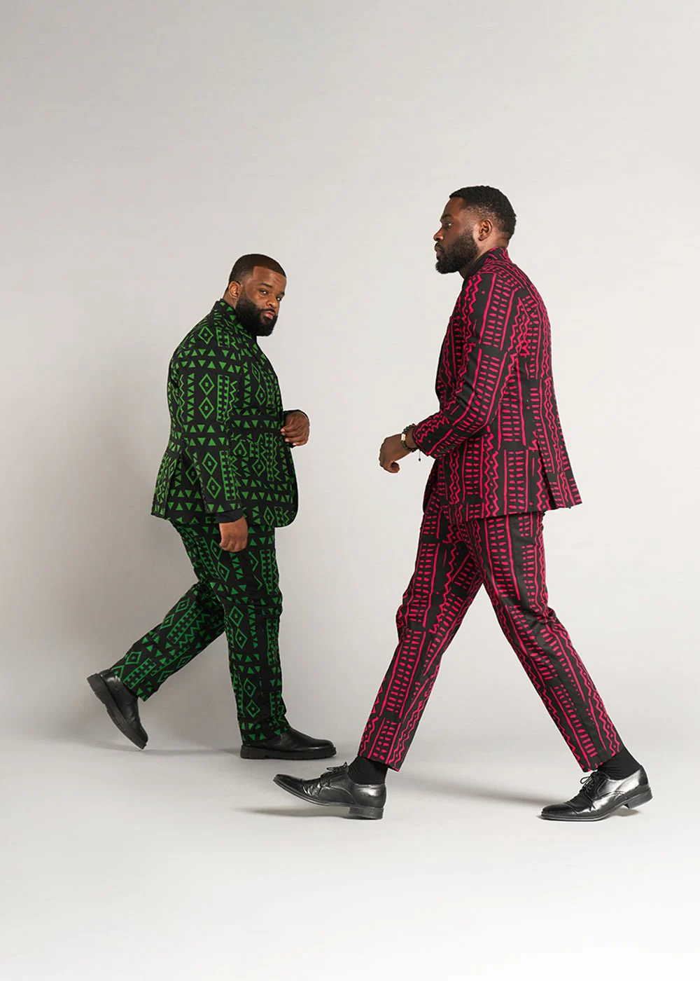 Tendai Men's African Print Trousers (Black Magenta Tribal) - Clearance - Image 8