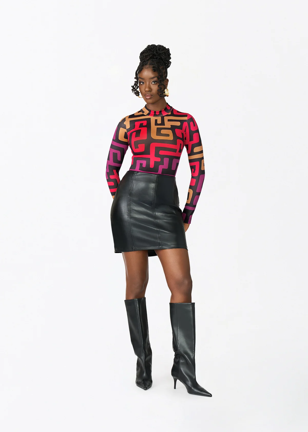 Thabisa Women's African Print Bodysuit (Black Berry Kuba) - Image 2