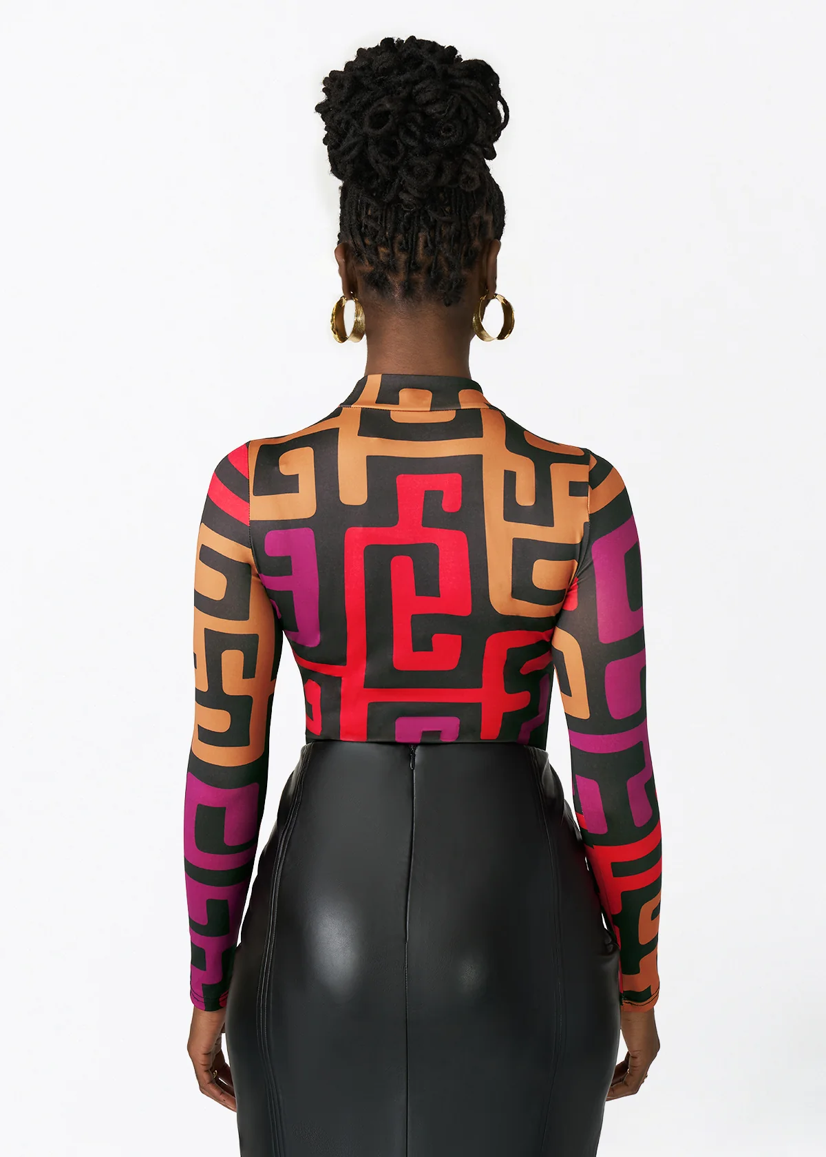 Thabisa Women's African Print Bodysuit (Black Berry Kuba) - Image 5