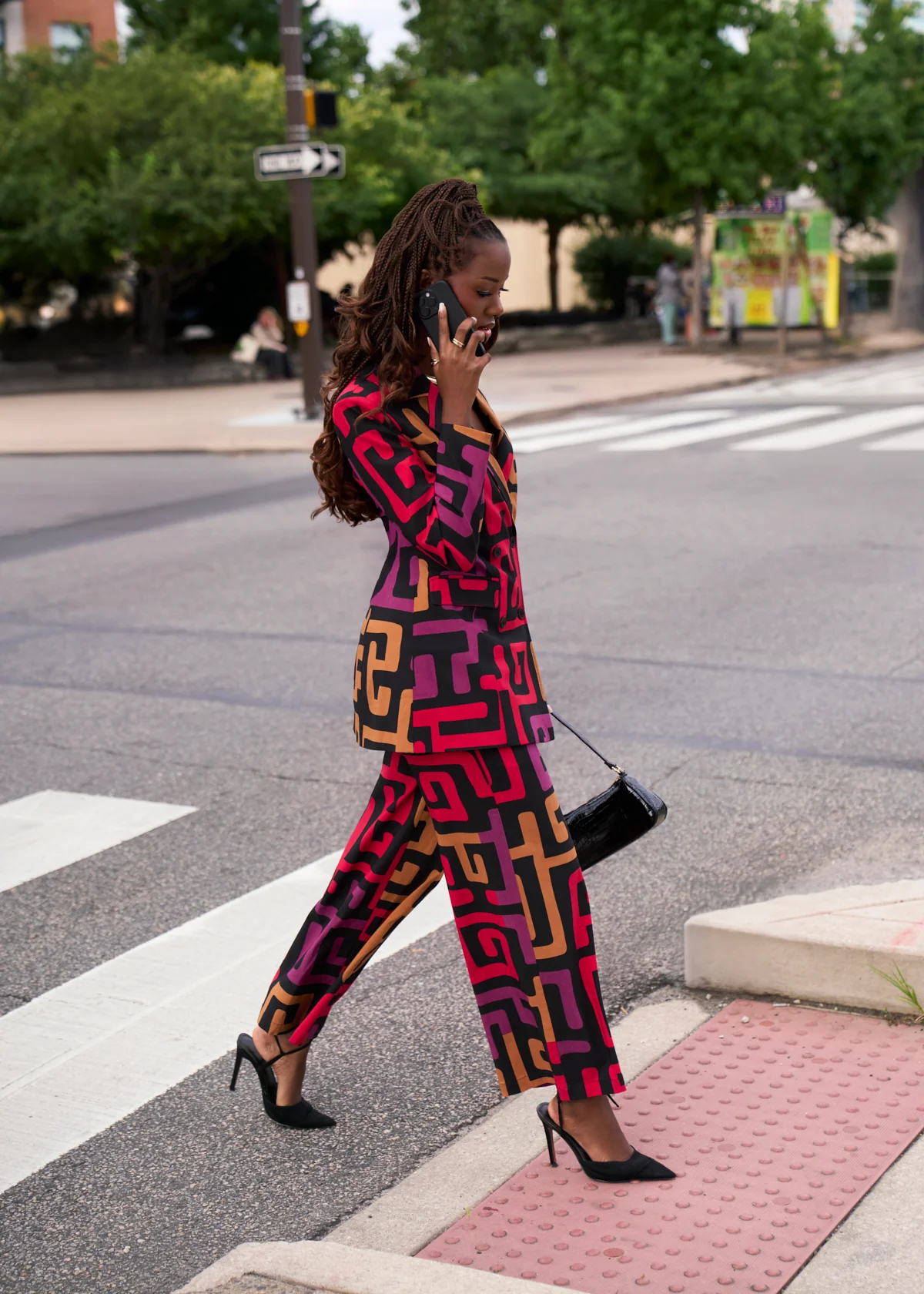 Thema Women's African Print Stretch Wide Leg Pants (Black Berry Kuba) - Image 4