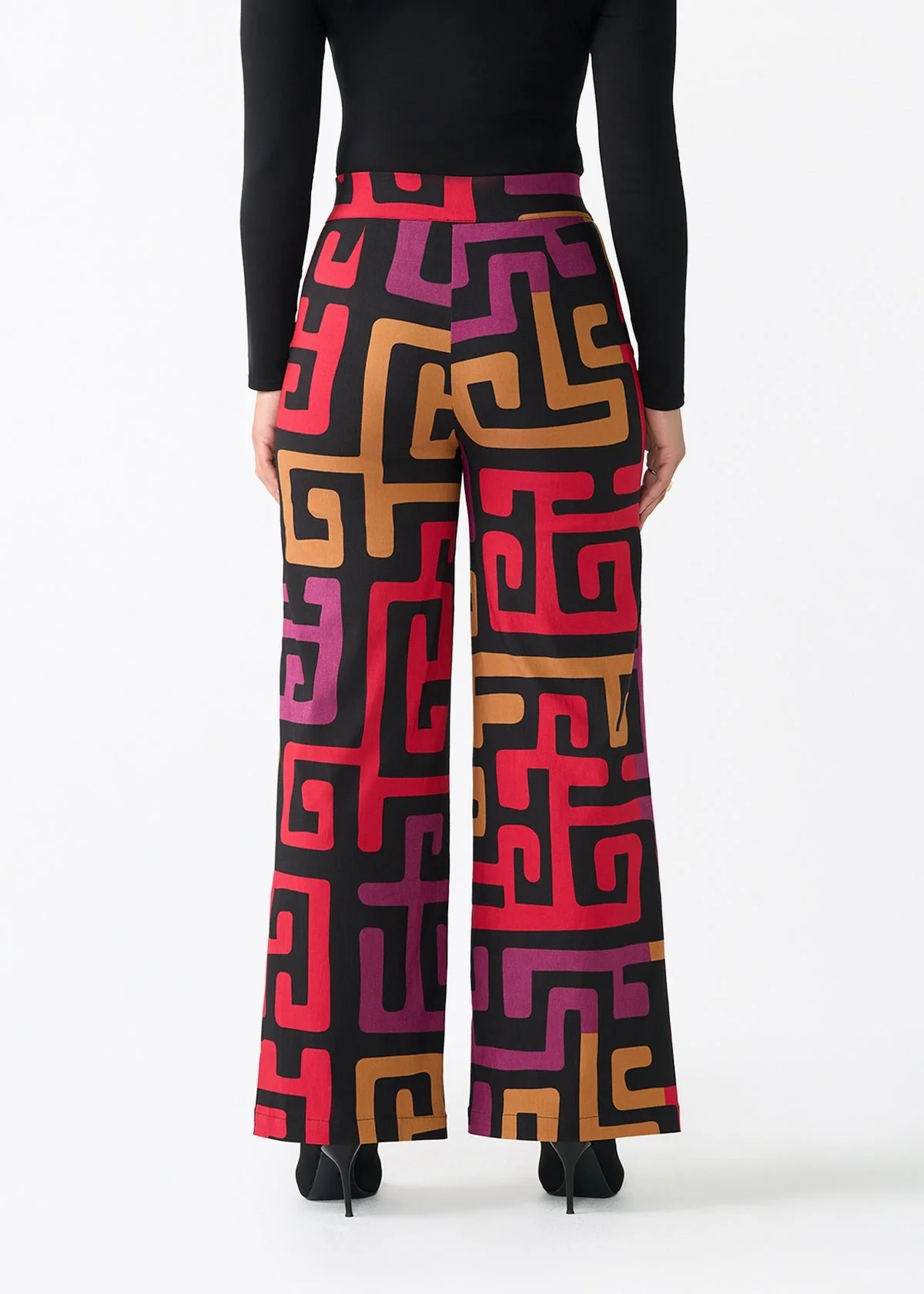 Thema Women's African Print Stretch Wide Leg Pants (Black Berry Kuba) - Image 6
