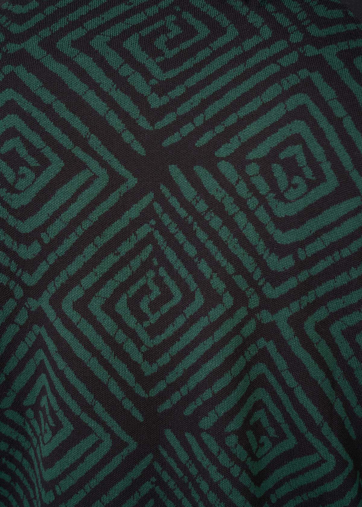 Togo Men's African Print Zip-Up Sweater (Malachite Diamond Adire) - Image 6