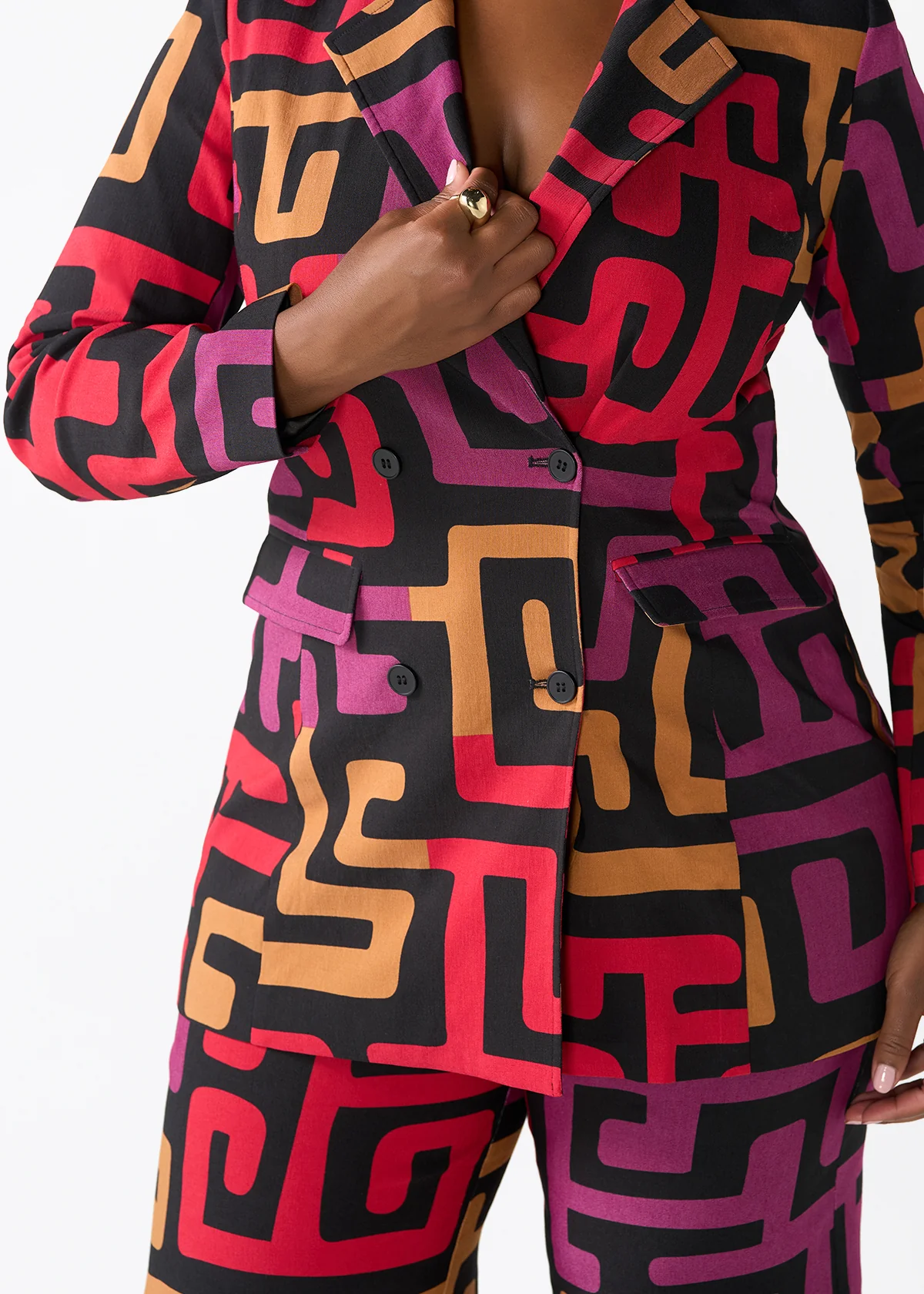 Uyai Women's African Print Stretch Blazer (Black Berry Kuba) - Image 5
