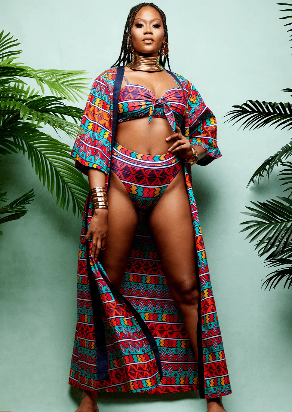 Visola Women's African Print Bikini Bottoms (Rainbow Tribal) - Clearance - Image 6