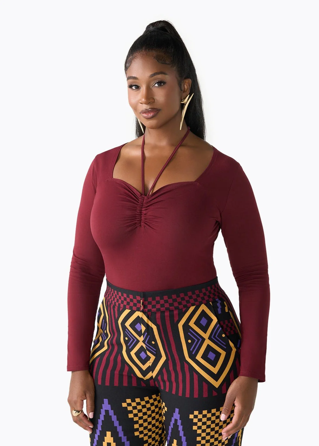 Winda Women's Halter Bodysuit (Maroon) - Clearance