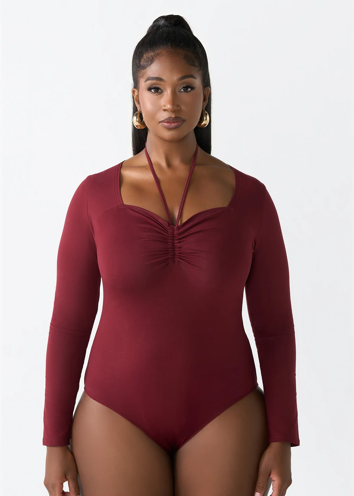 Winda Women's Halter Bodysuit (Maroon) - Clearance - Image 2