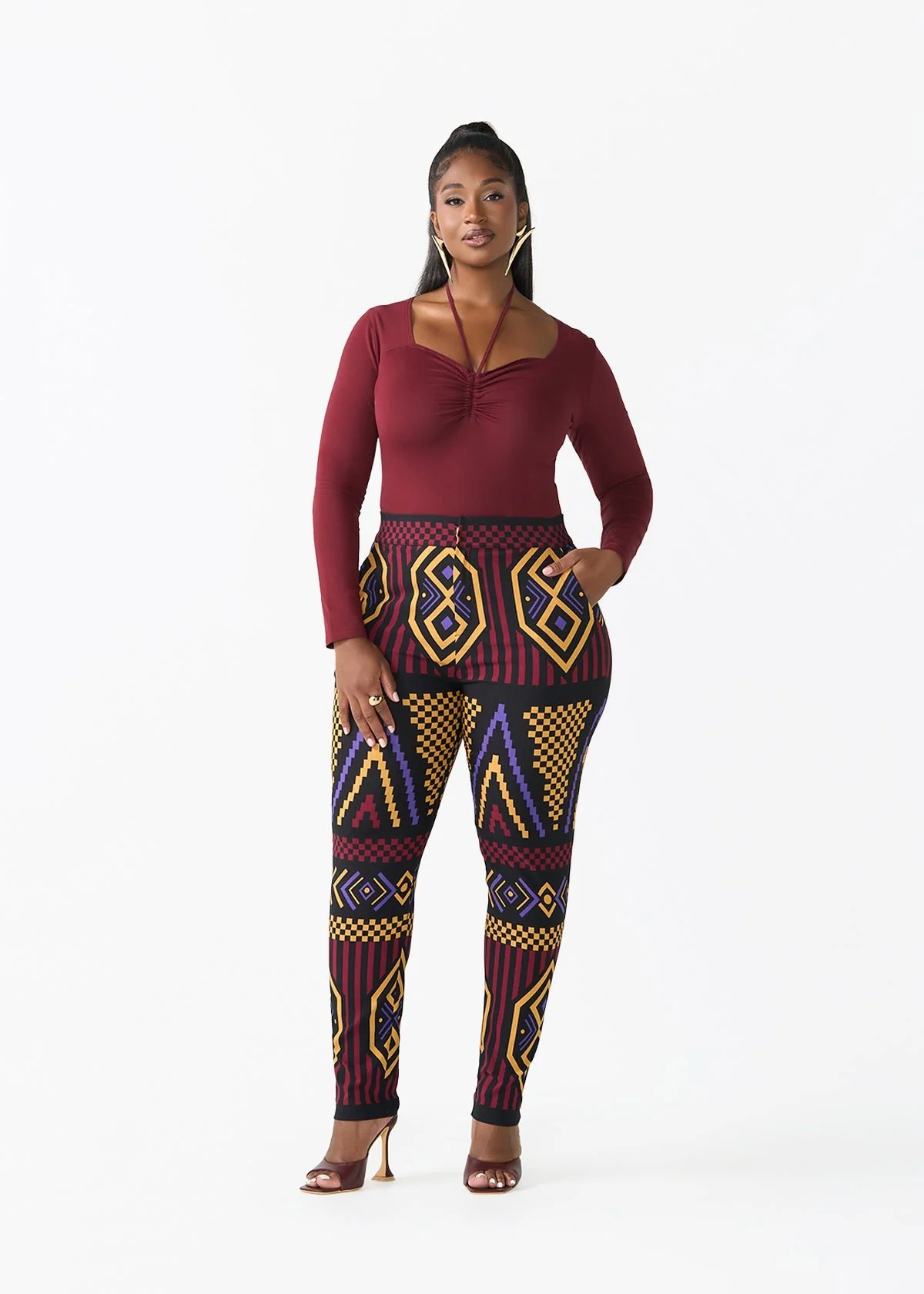 Winda Women's Halter Bodysuit (Maroon) - Clearance - Image 3