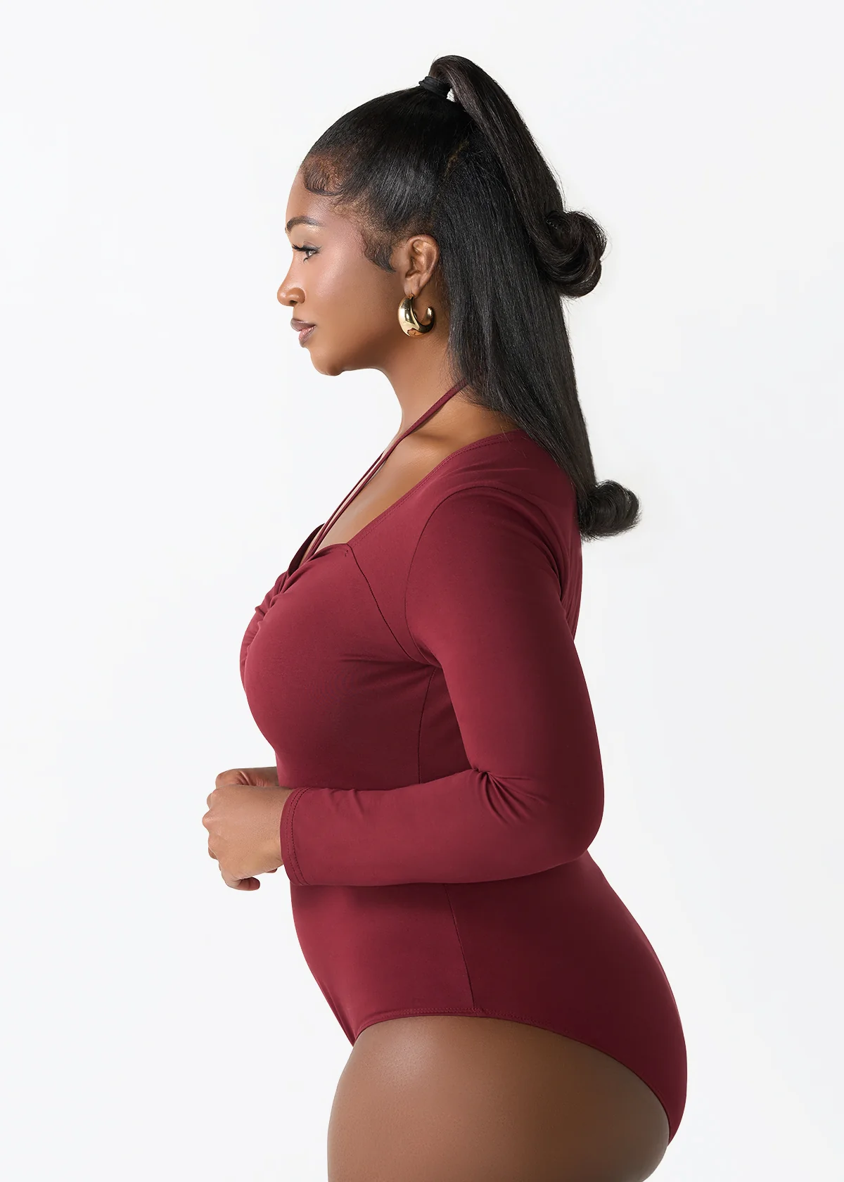 Winda Women's Halter Bodysuit (Maroon) - Clearance - Image 4