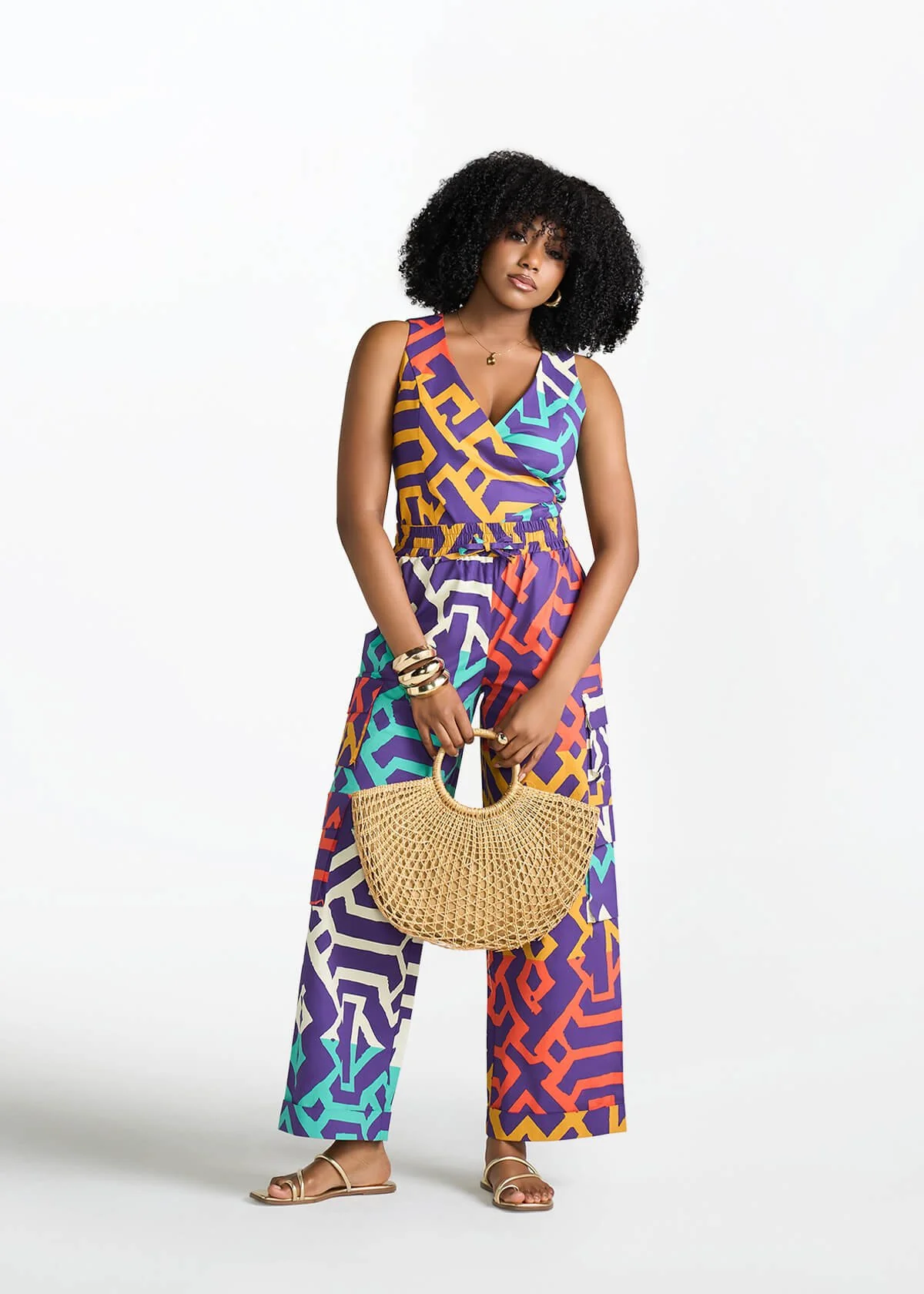 Kanika Women's African Print Wrap Vest (Purple Multicolor Tribal) - Image 2
