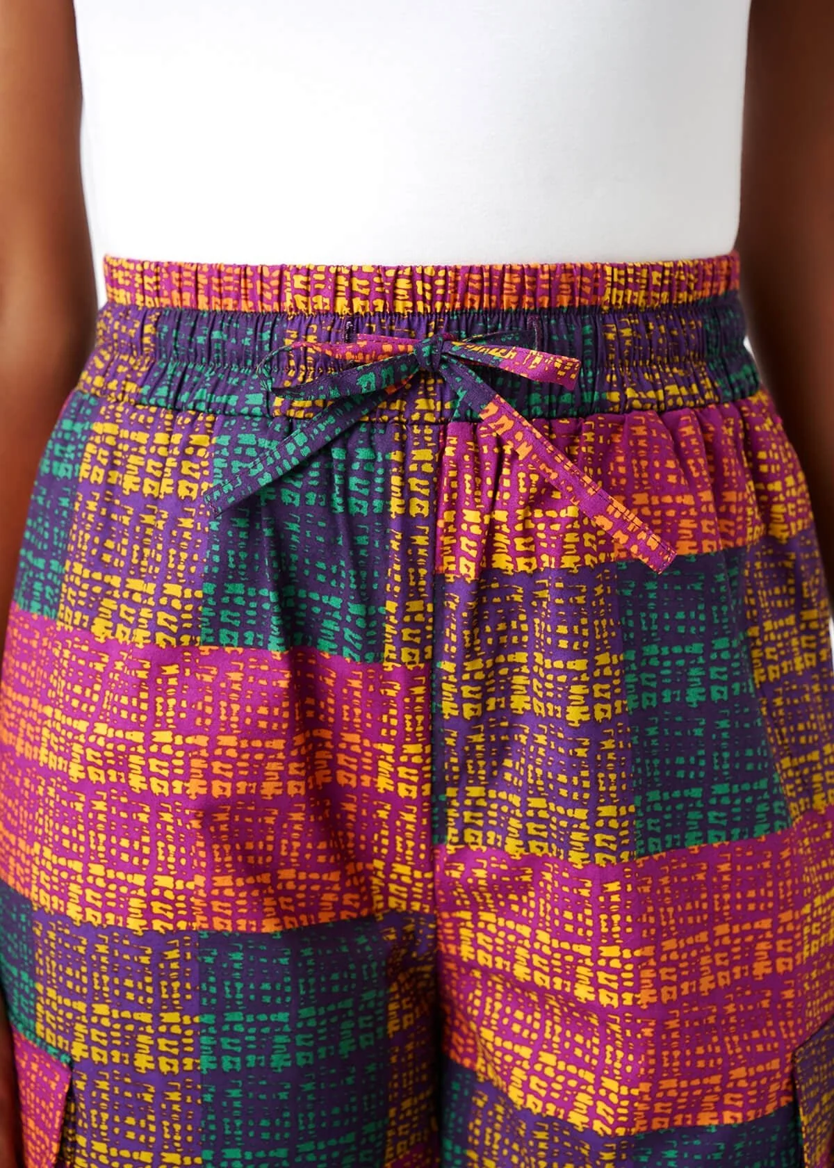 Yejide Women's African Print Cargo Pants (Harvest Plaid Adire) - Image 5