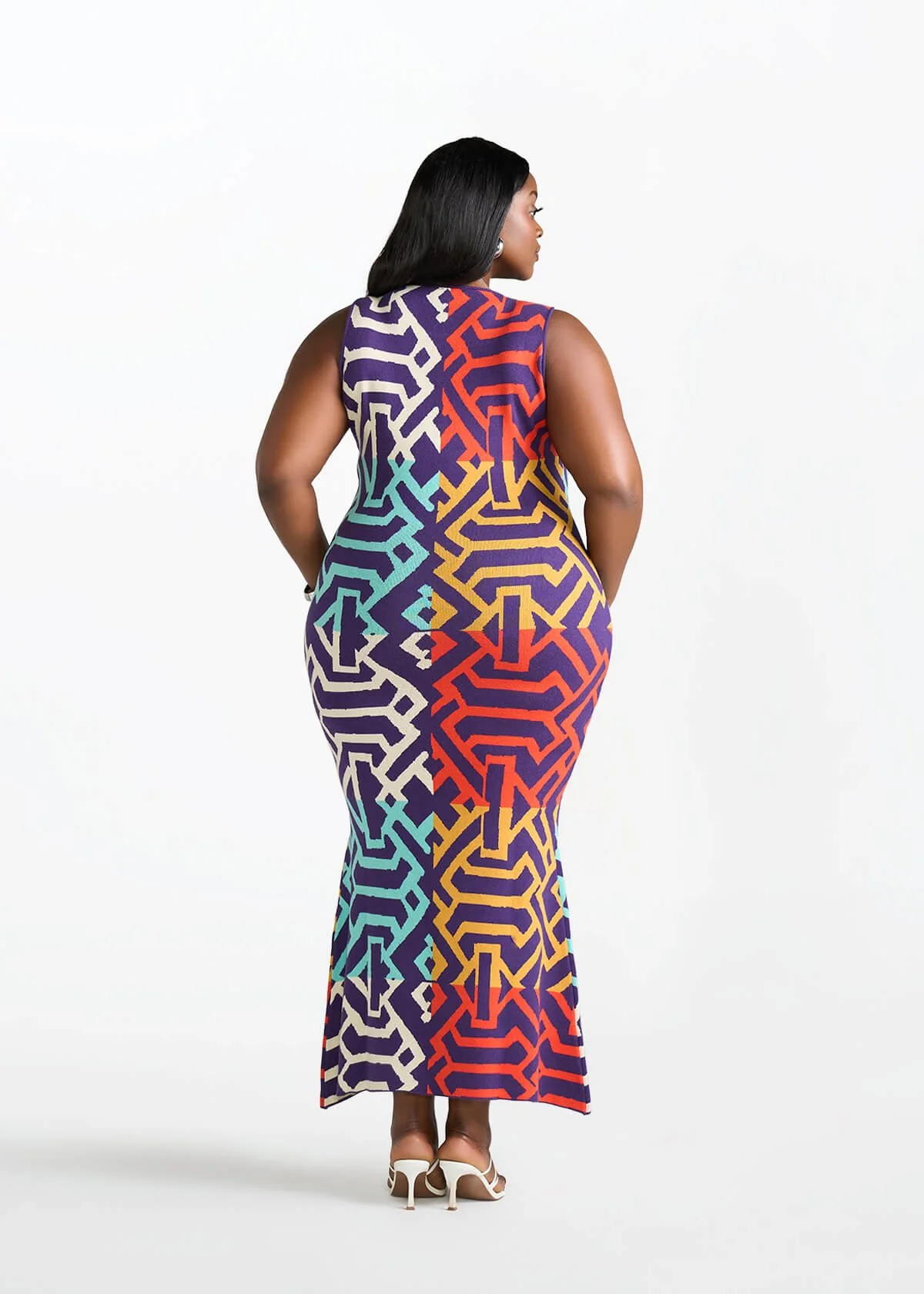 Zolani Women's African Print Knit Dress (Purple Multicolor Tribal) - Image 5