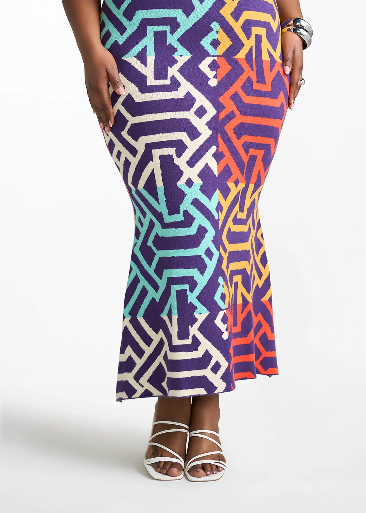 Zolani Women's African Print Knit Dress (Purple Multicolor Tribal) - Image 7